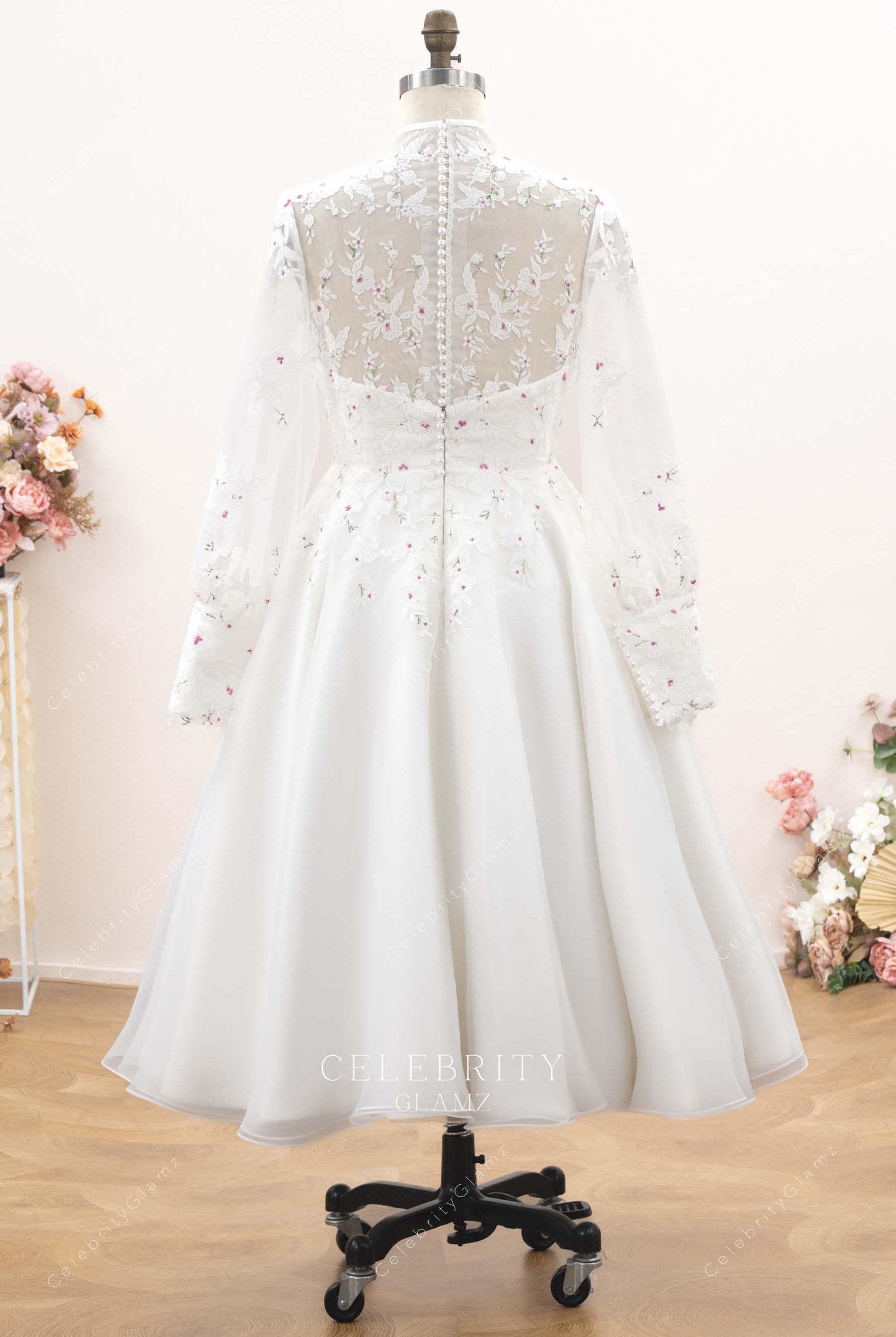 illusion lace sleeves a line wedding dress