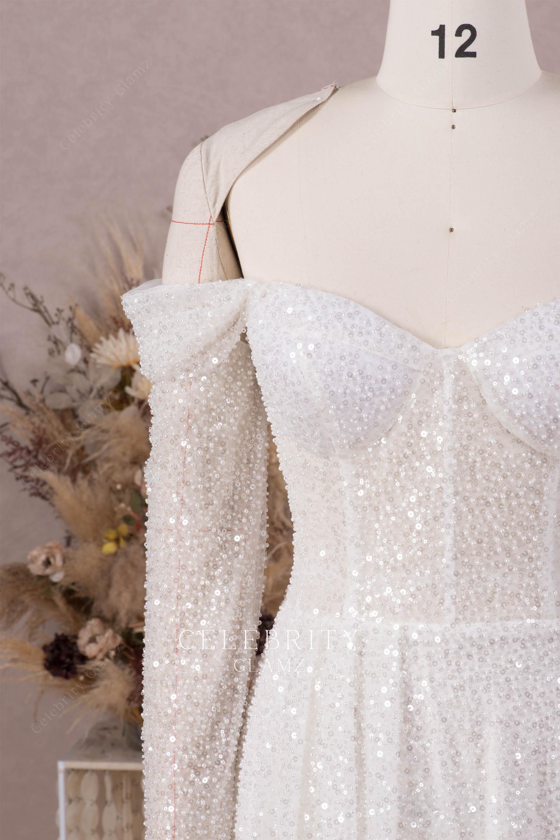 illusion long sleeve wedding dress