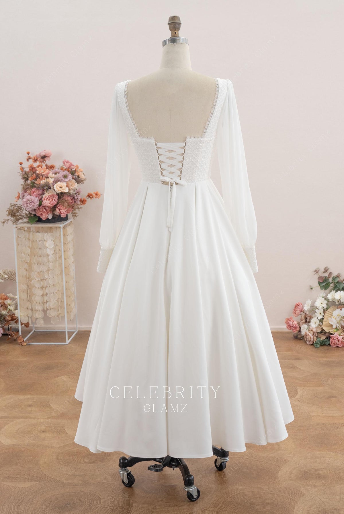 illusion long sleeved wedding dress