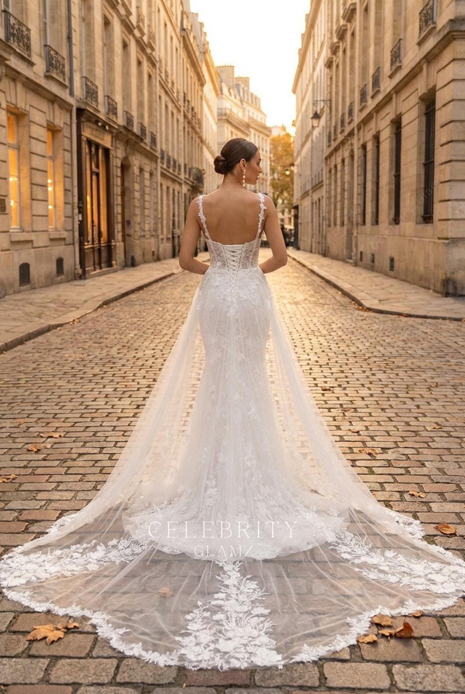 illusion overskirt wedding dress