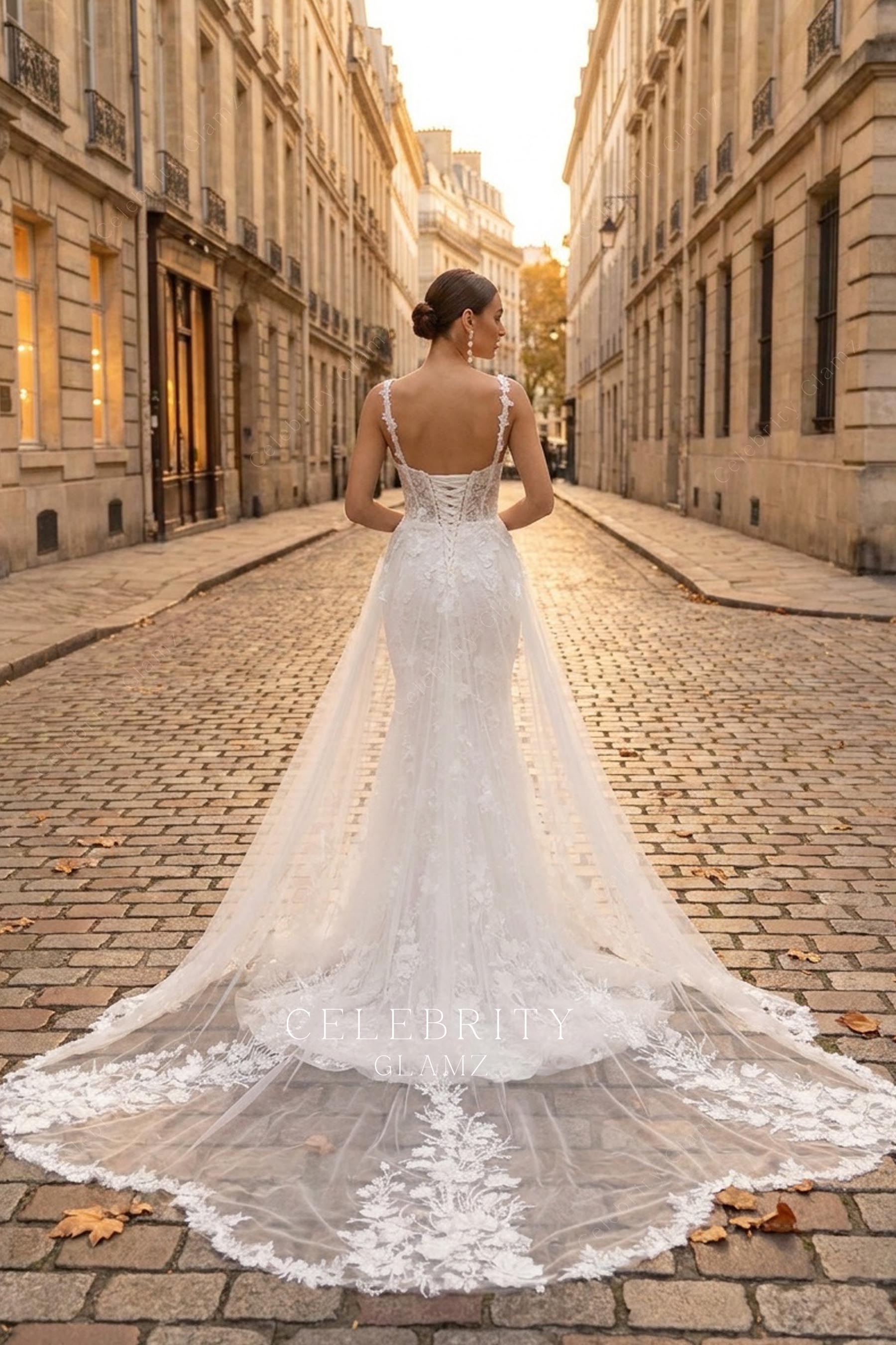 illusion overskirt wedding dress