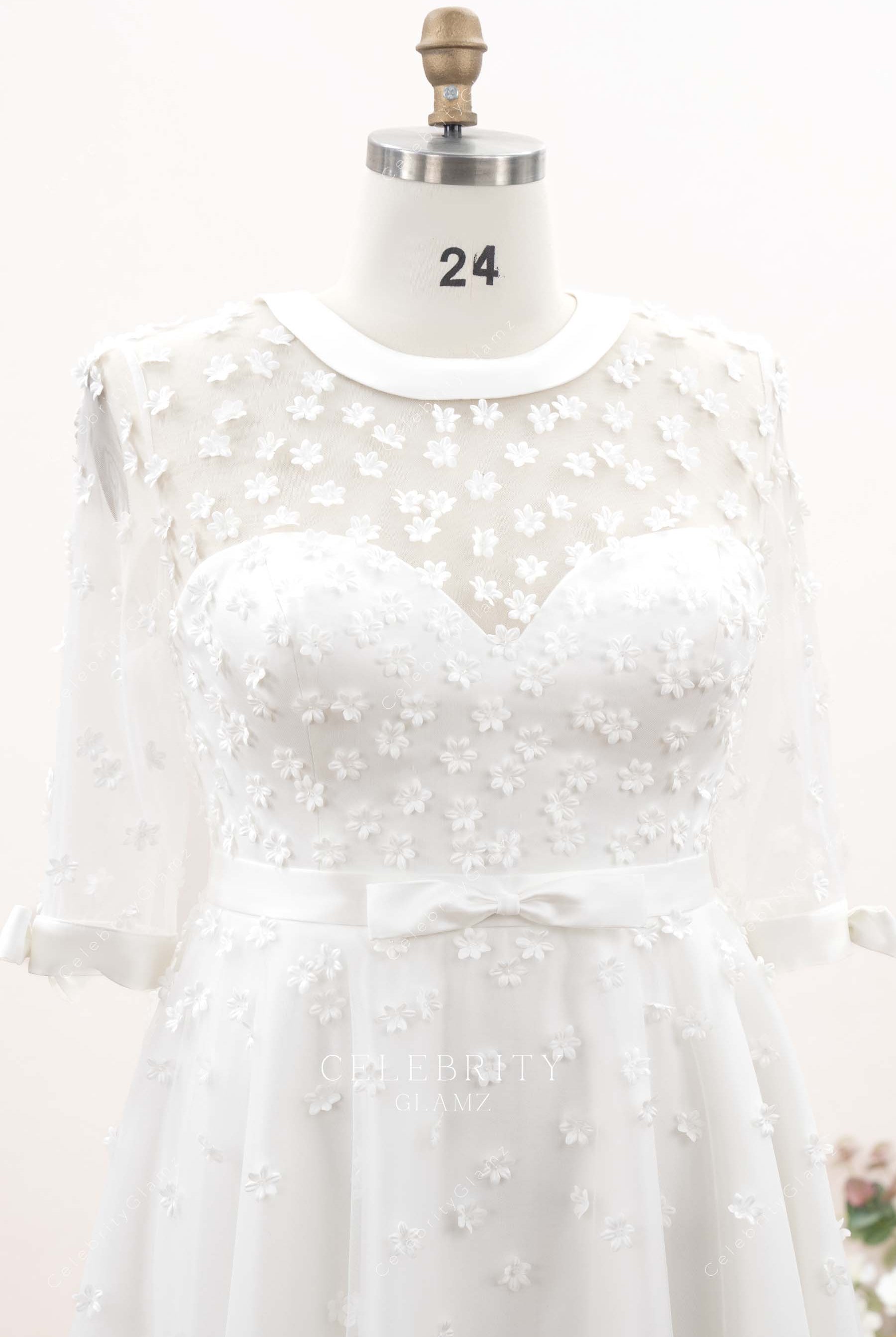 illusion sweetheart neck bridal dress