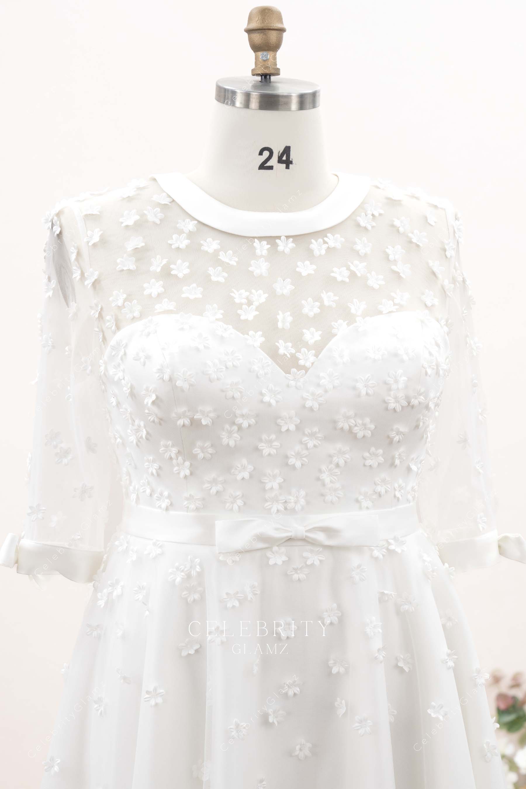 illusion sweetheart neck bridal dress