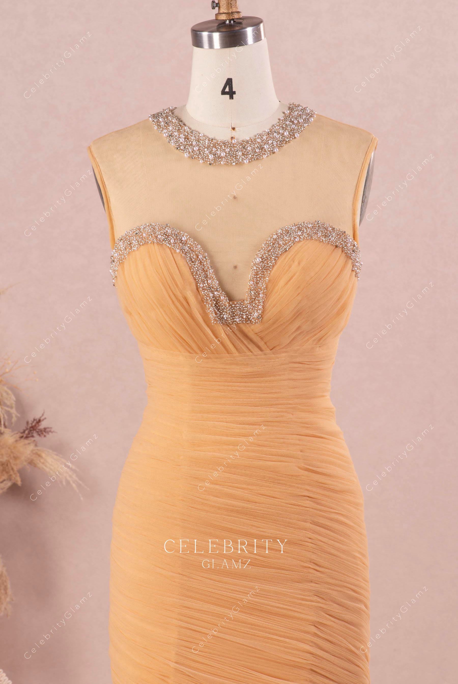 illusion sweetheart neck wedding gown