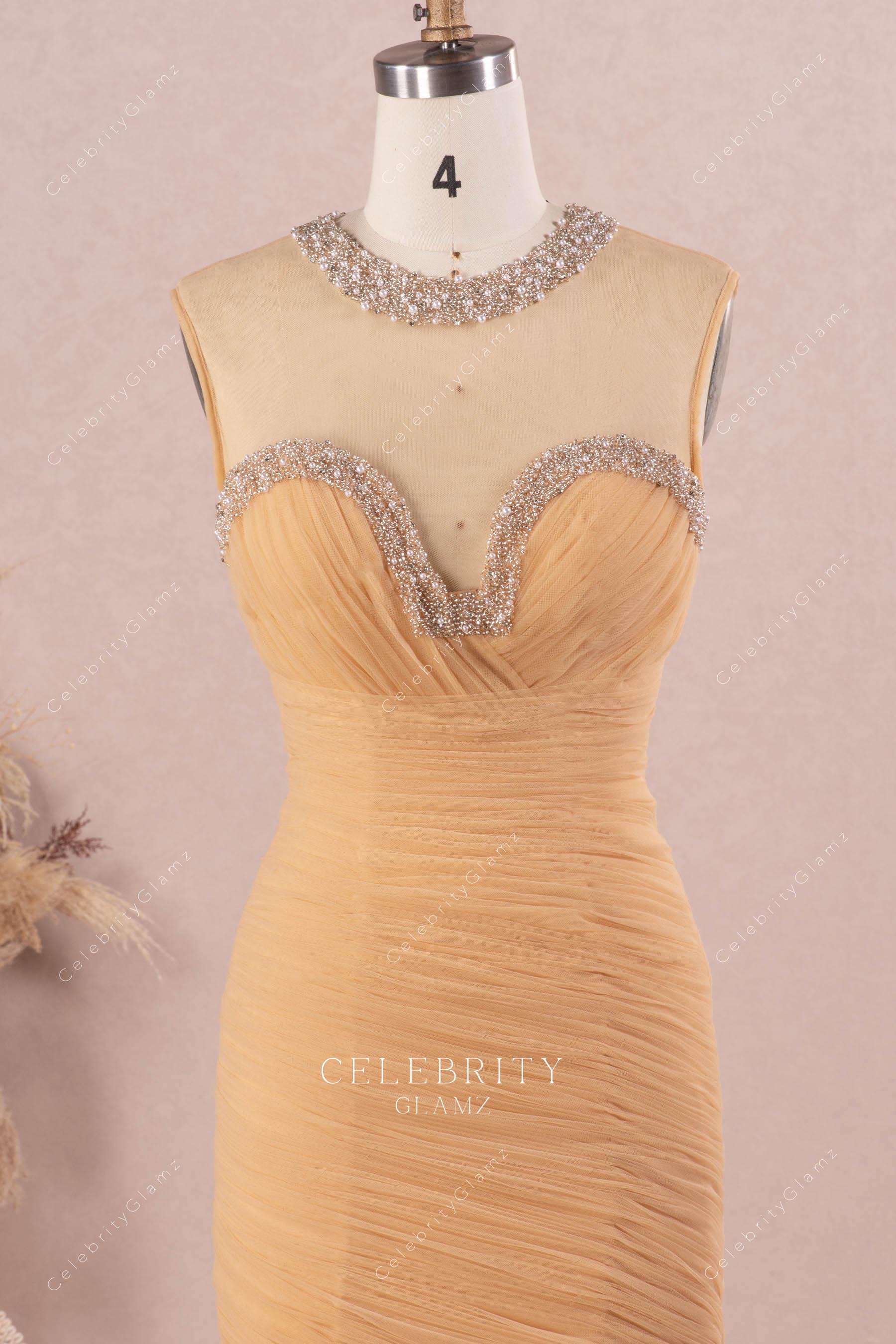 illusion sweetheart neck wedding gown