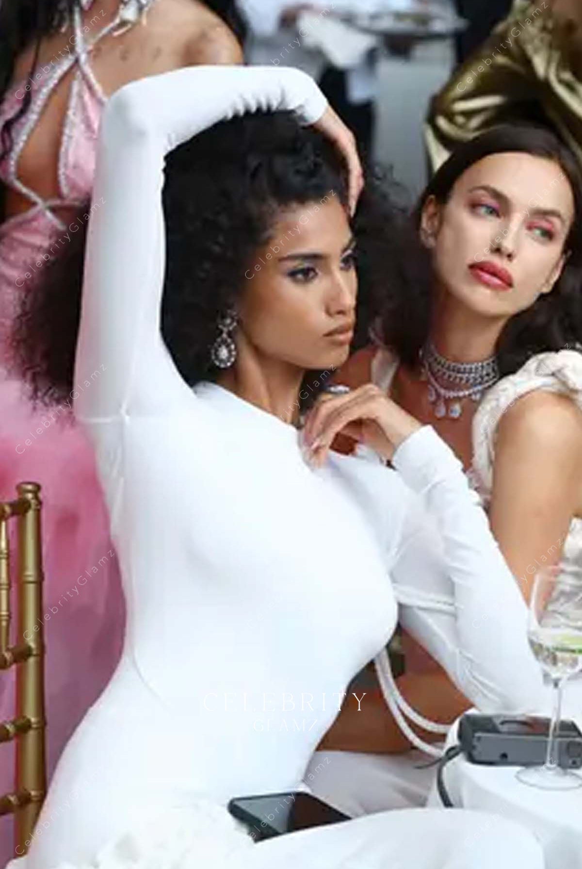 Imaan Hammam long sleeves 2023 met gala white dress