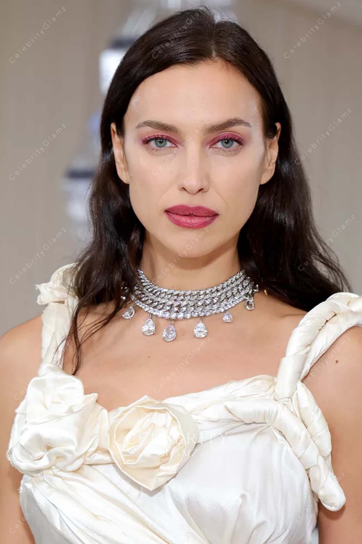 Irina Shayk 3d roses prom dress 2023 met gala