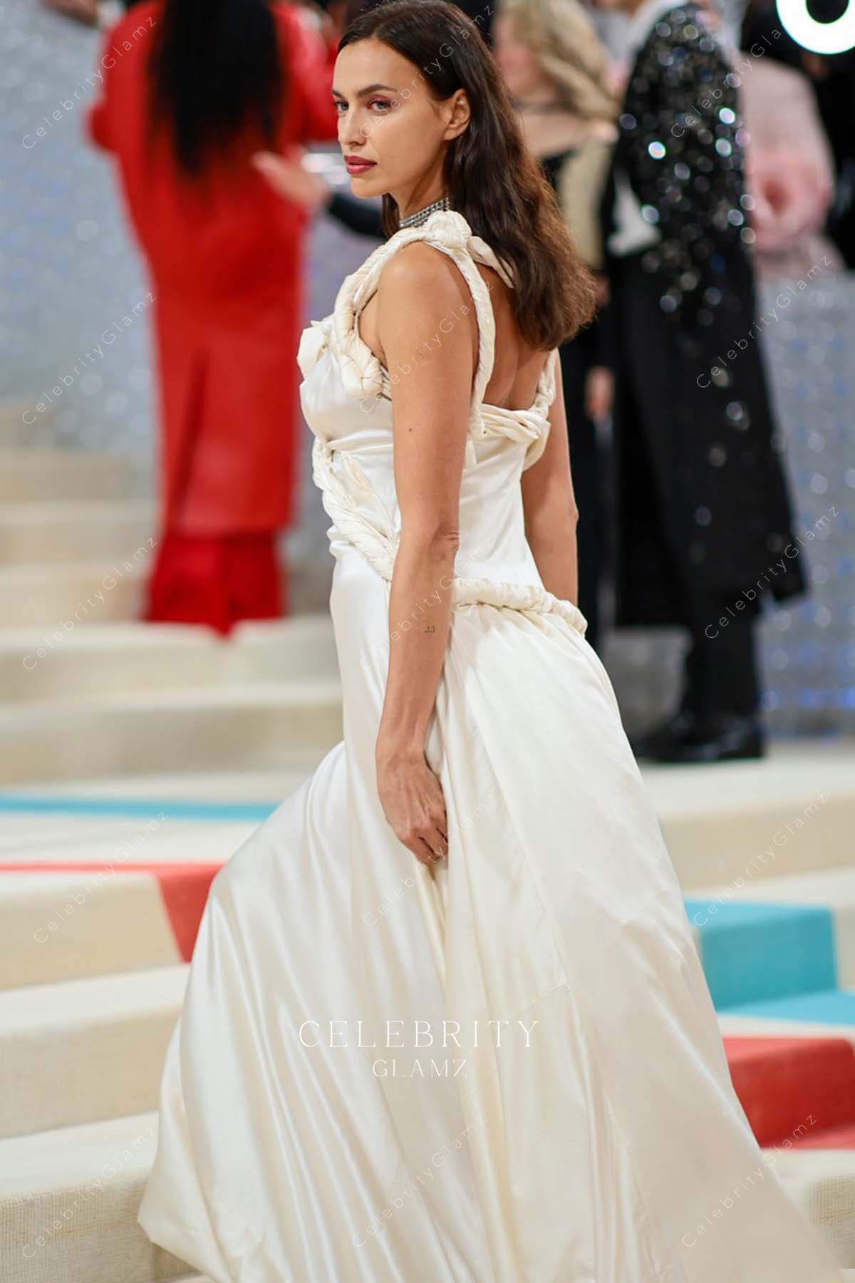 Irina Shayk white satin met gala 2023 dress