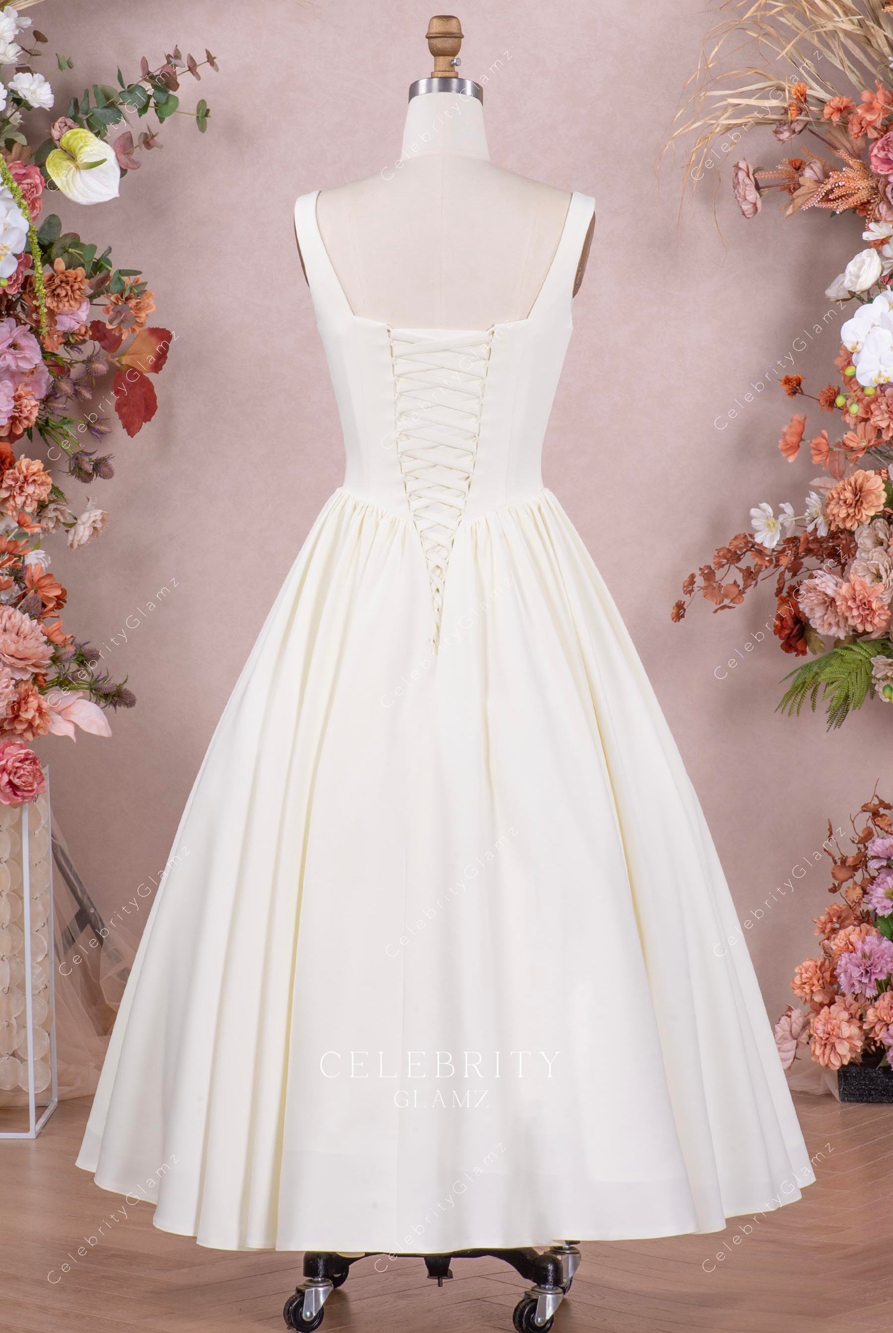 ivory tea length bridal gown