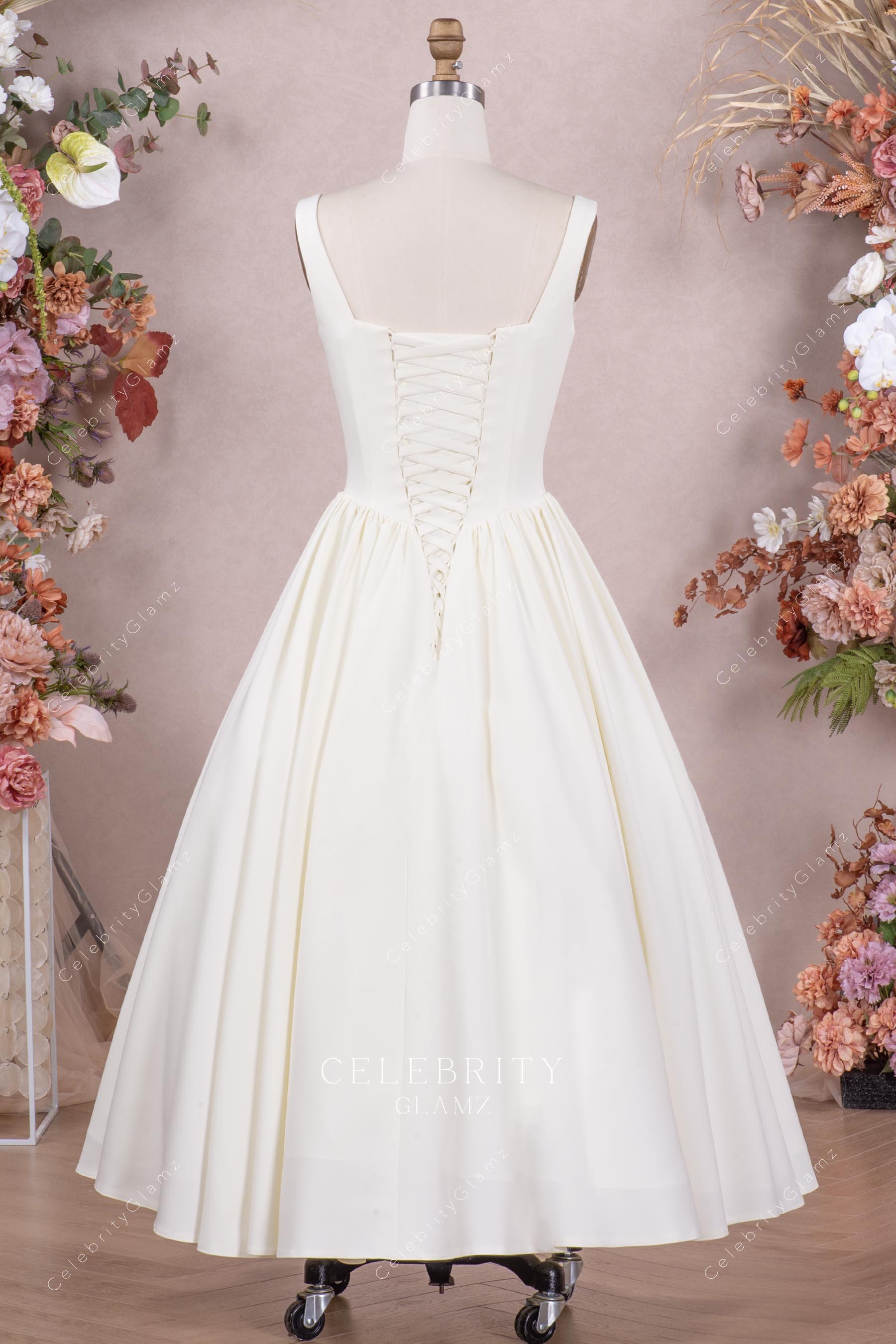 ivory tea length bridal gown