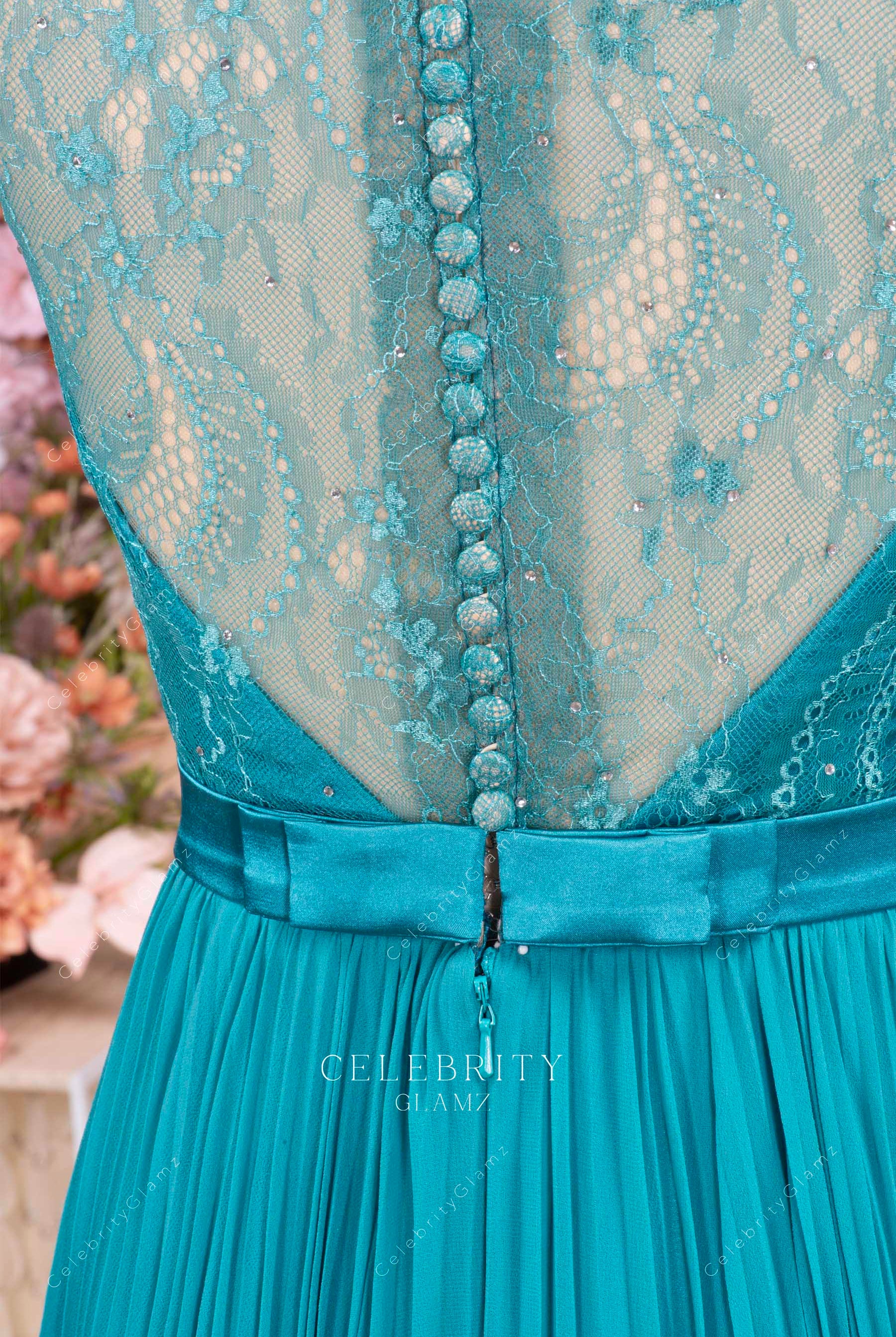 jade buttons lace back dress