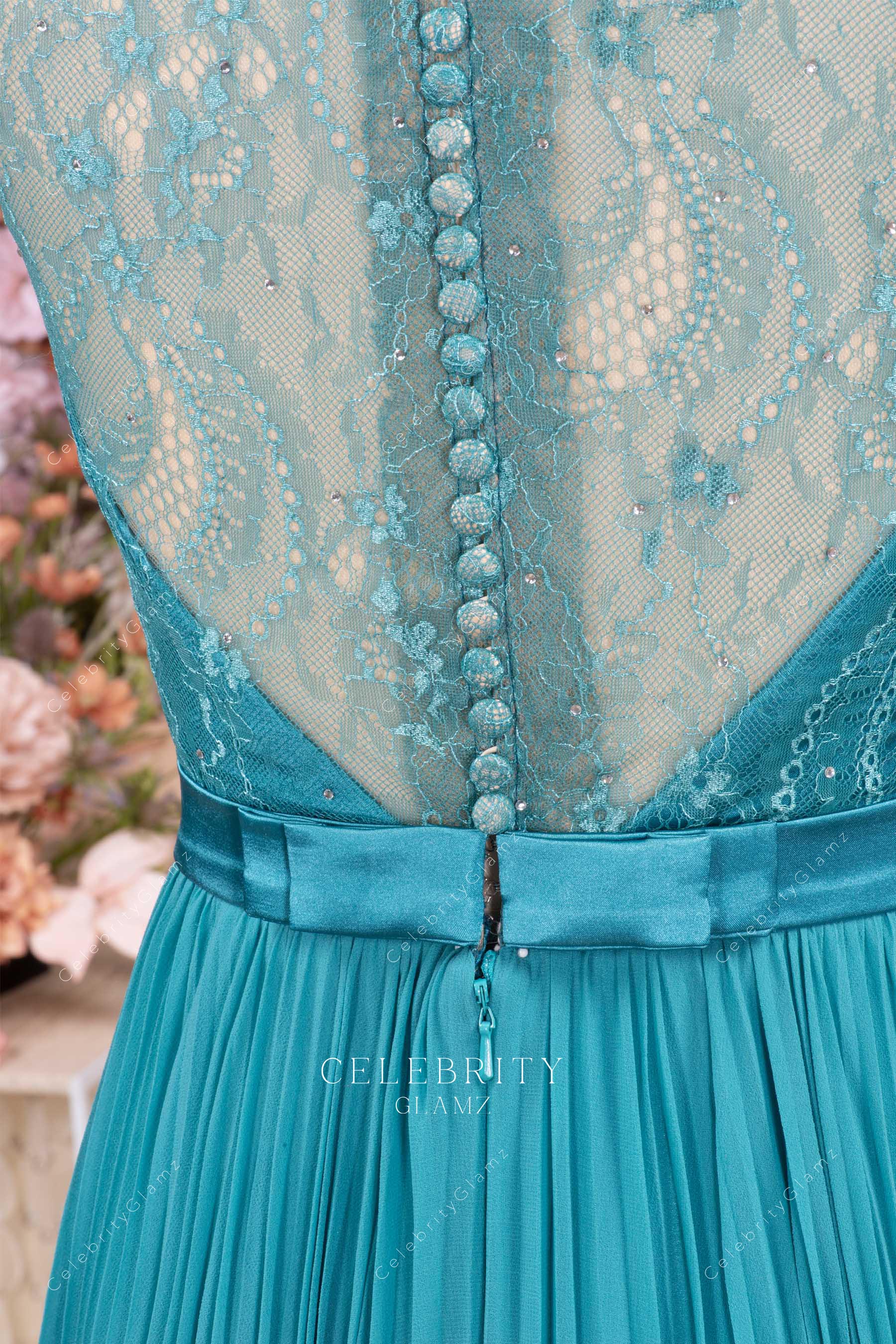 jade buttons lace back dress