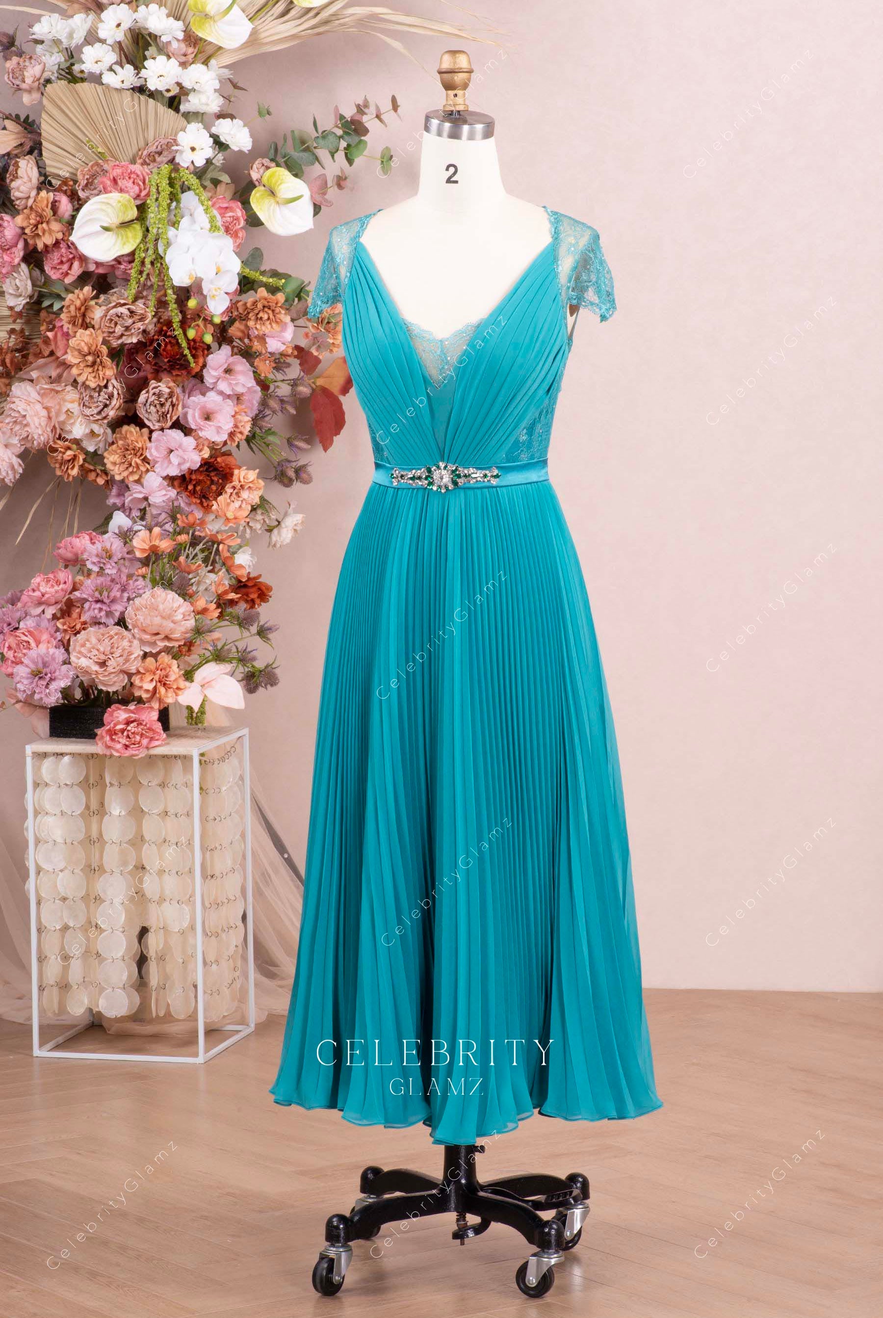 jade chiffon bridesmaid dress