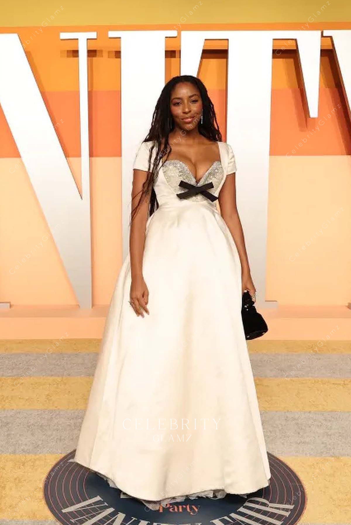 Jessica Williams 2025 sweetheart neck Vanity fair party dress
