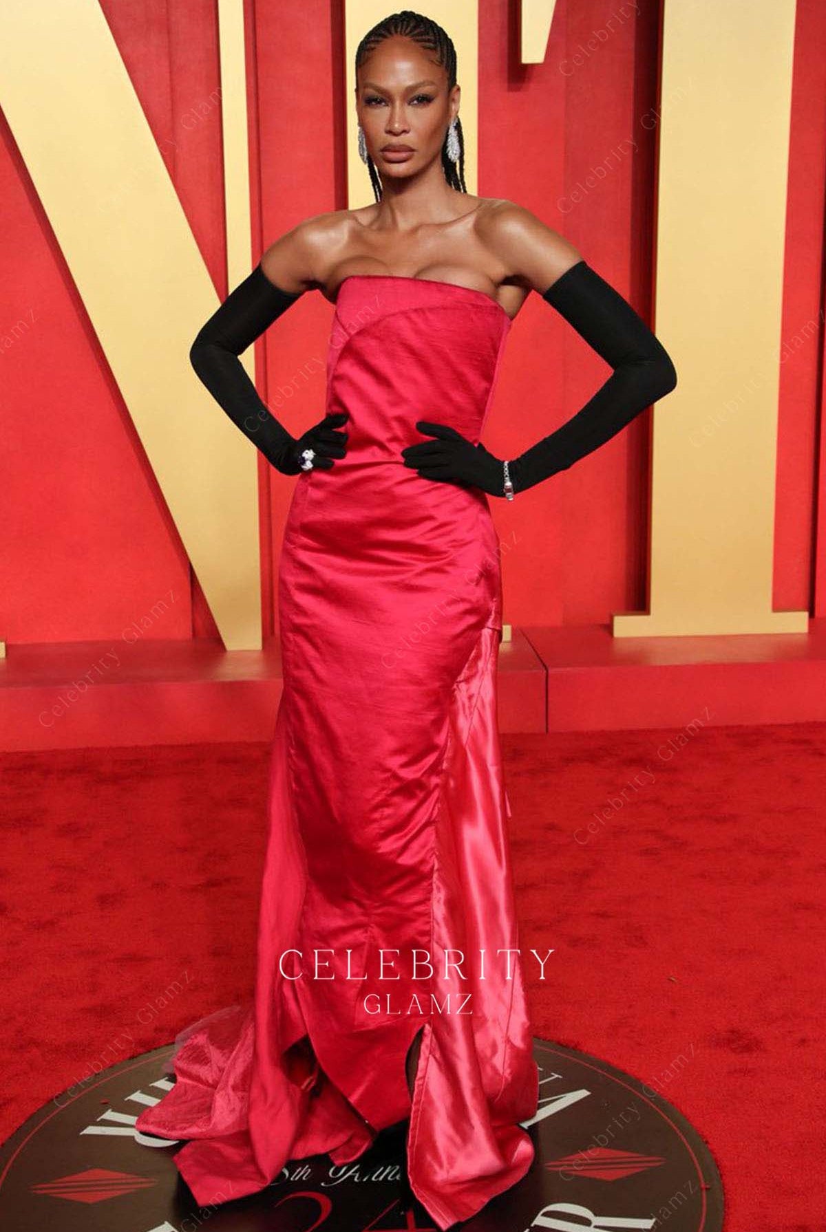 Joan Smalls ruffled prom dress 2024 Oscars after party