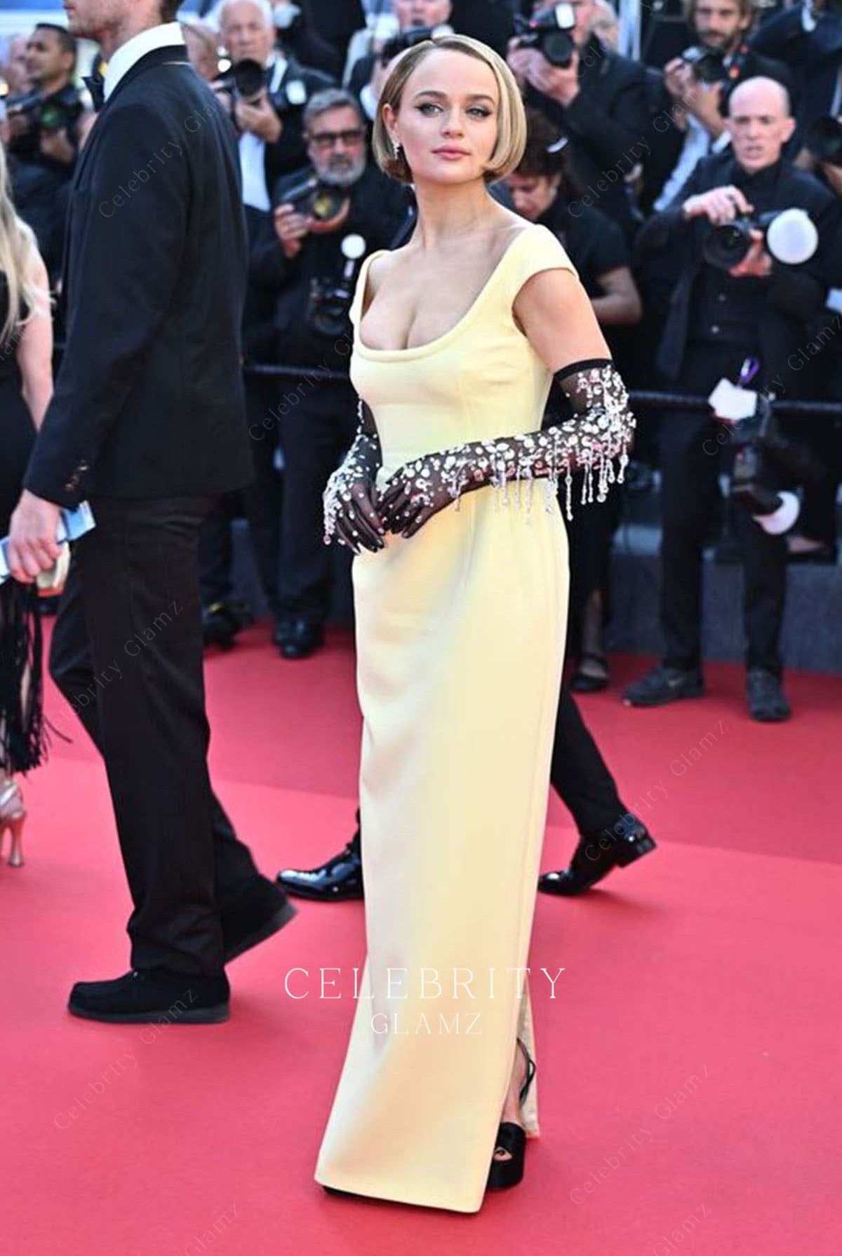 Joey King cap sleeve formal dress Cannes film festival 2024