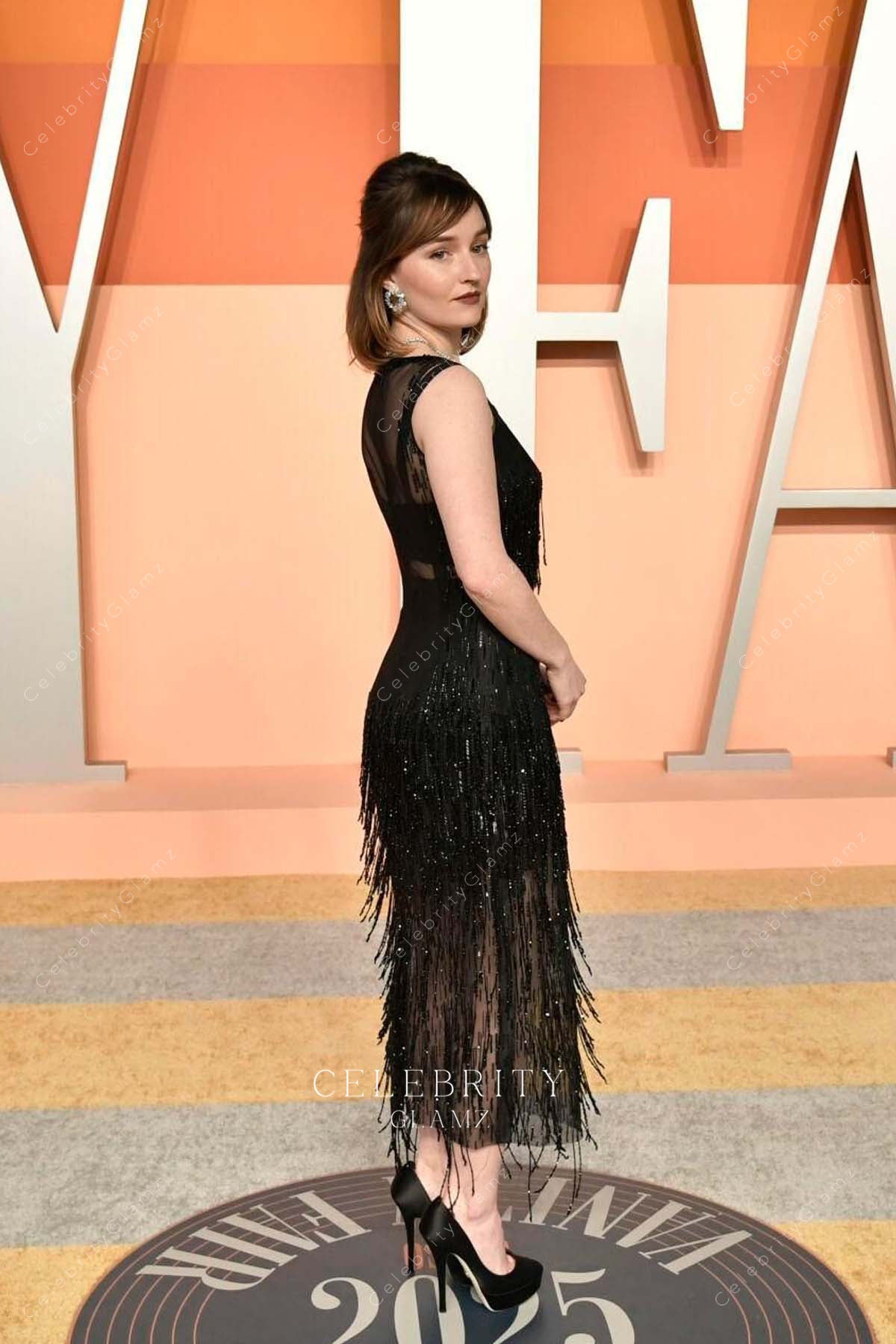 Kaitlyn Dever 2025 Vanity fair party illusion back dress