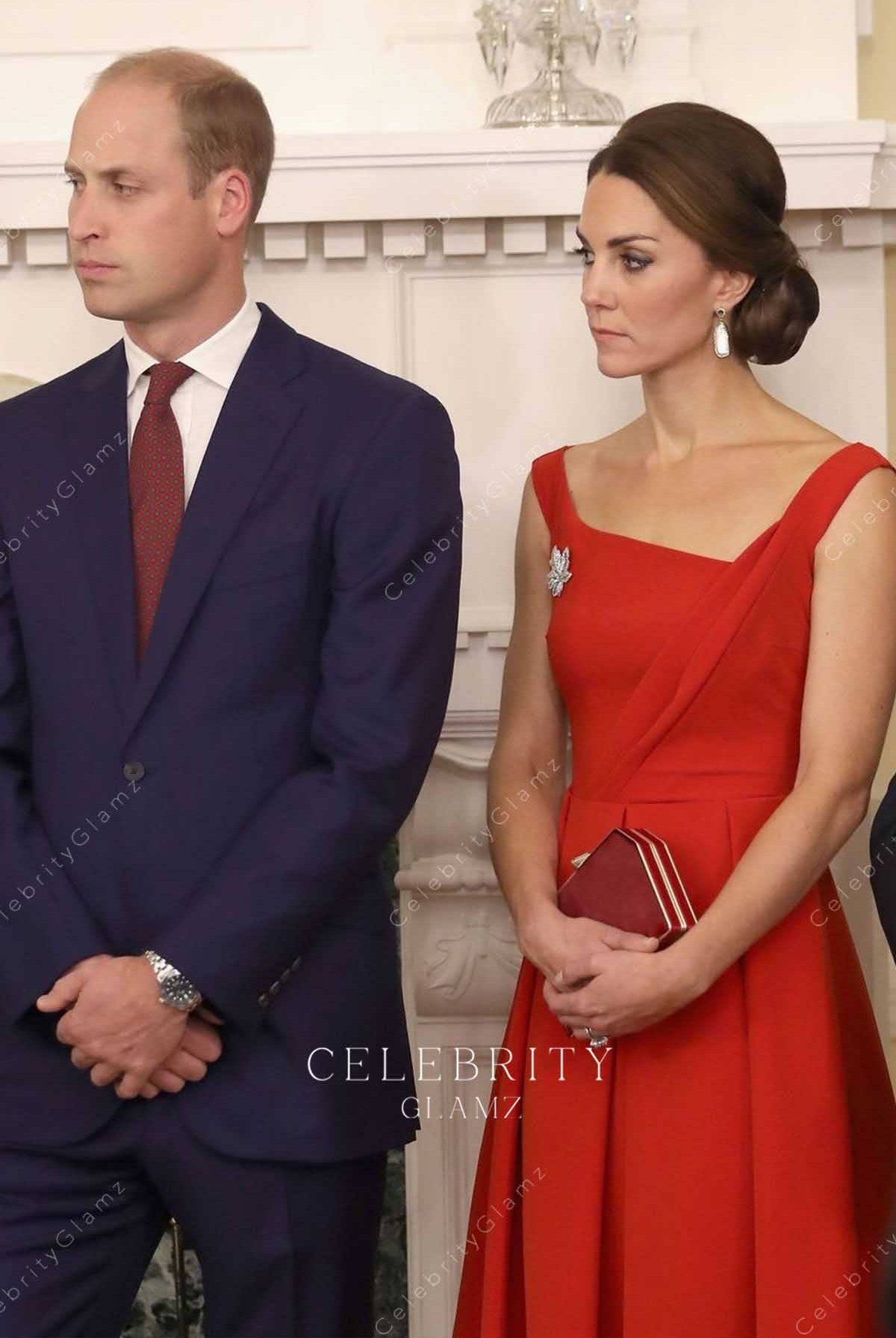 Kate asymmetrical neckline dress Canadian reception 2016