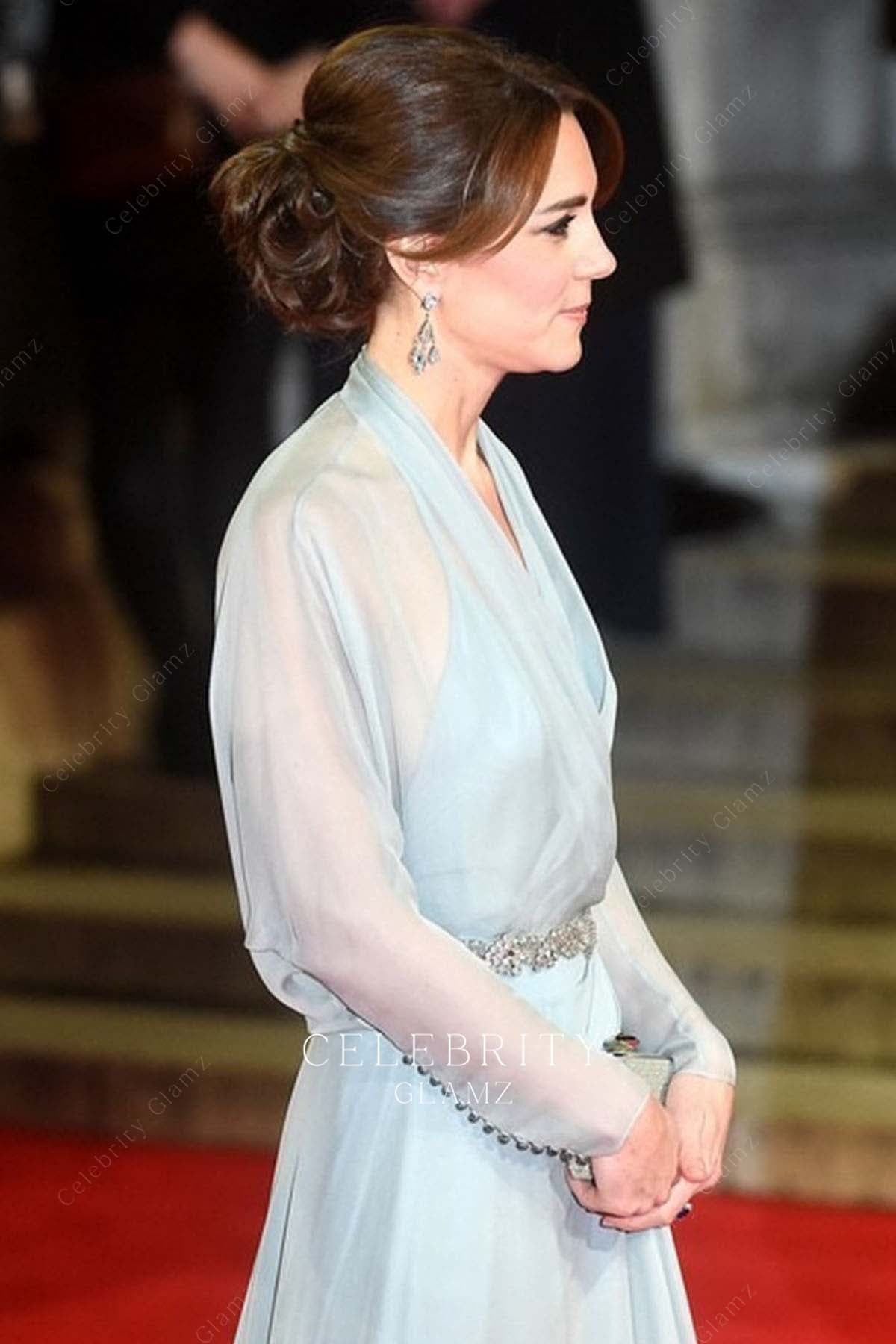 Kate blue long sleeve dress premiere of spectre 2015