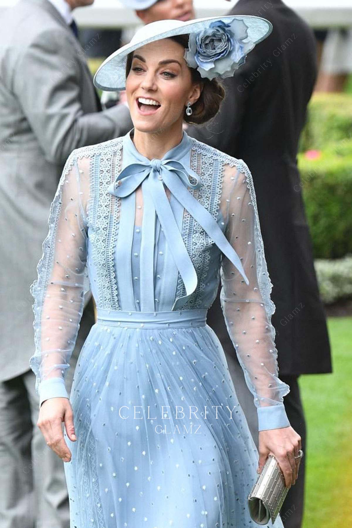 Kate Middleton blue tulle formal dress royal ascot 2019