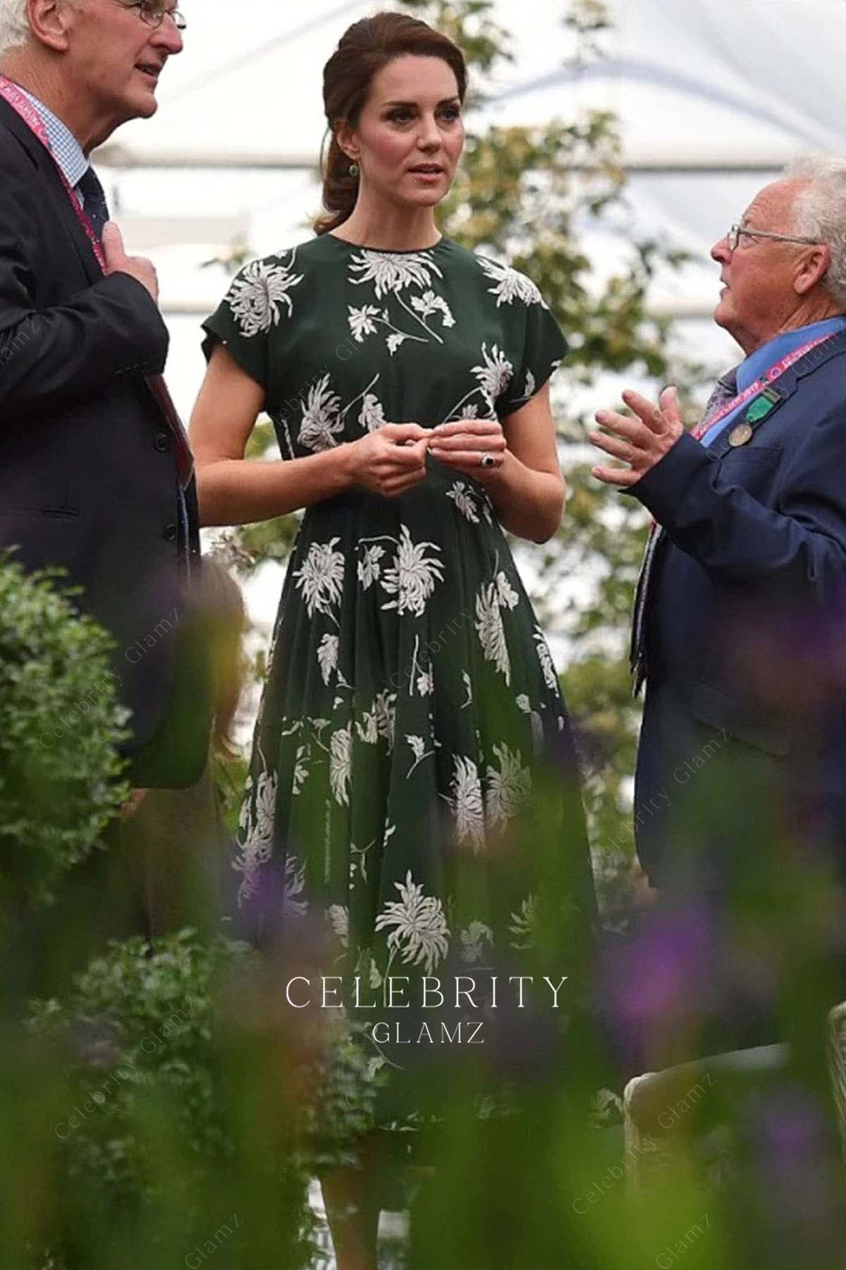 Kate Middleton cap sleeves midi dress London Chelsea flower show 2017