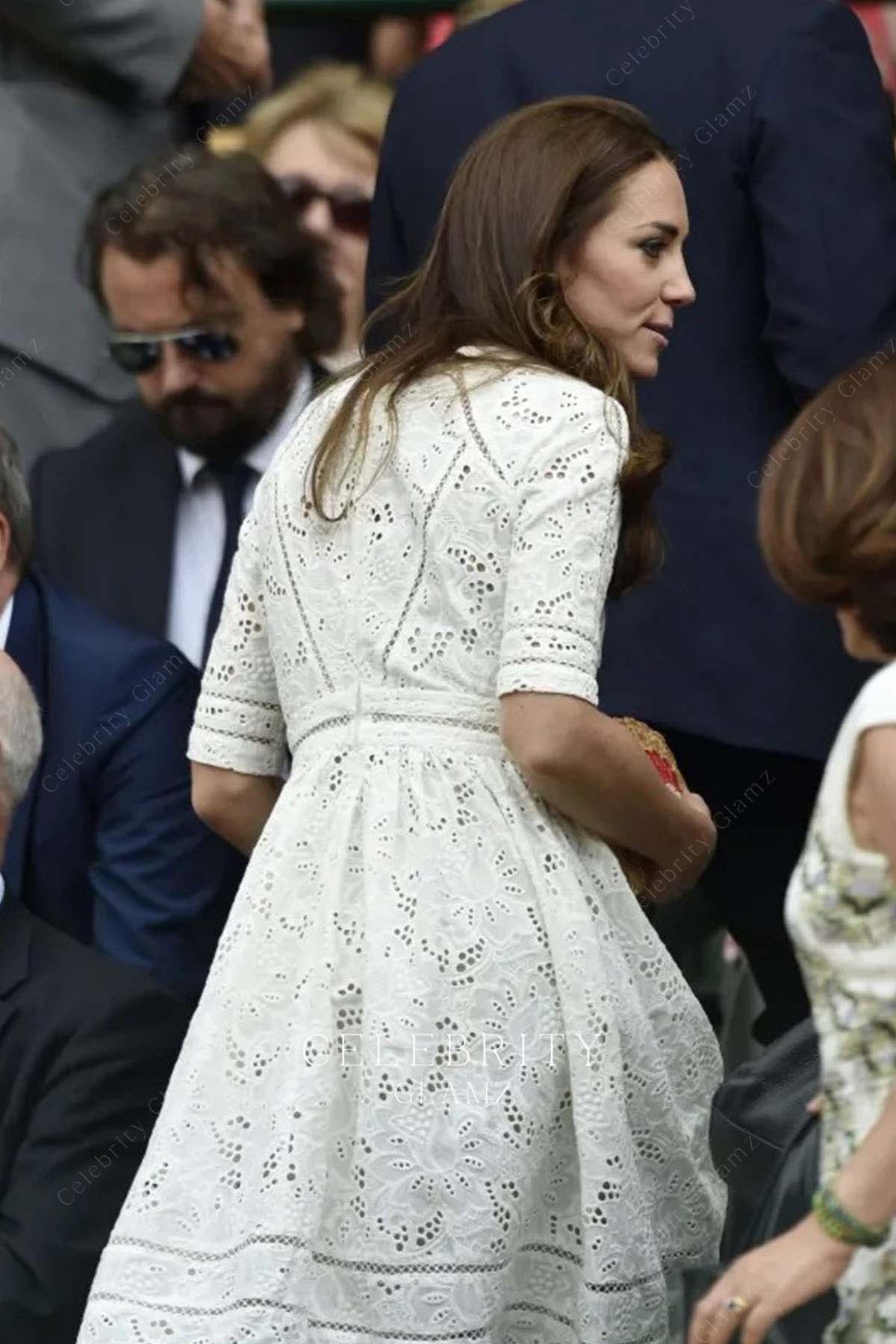 Kate chic white lace dress Wimbledon championships 2014