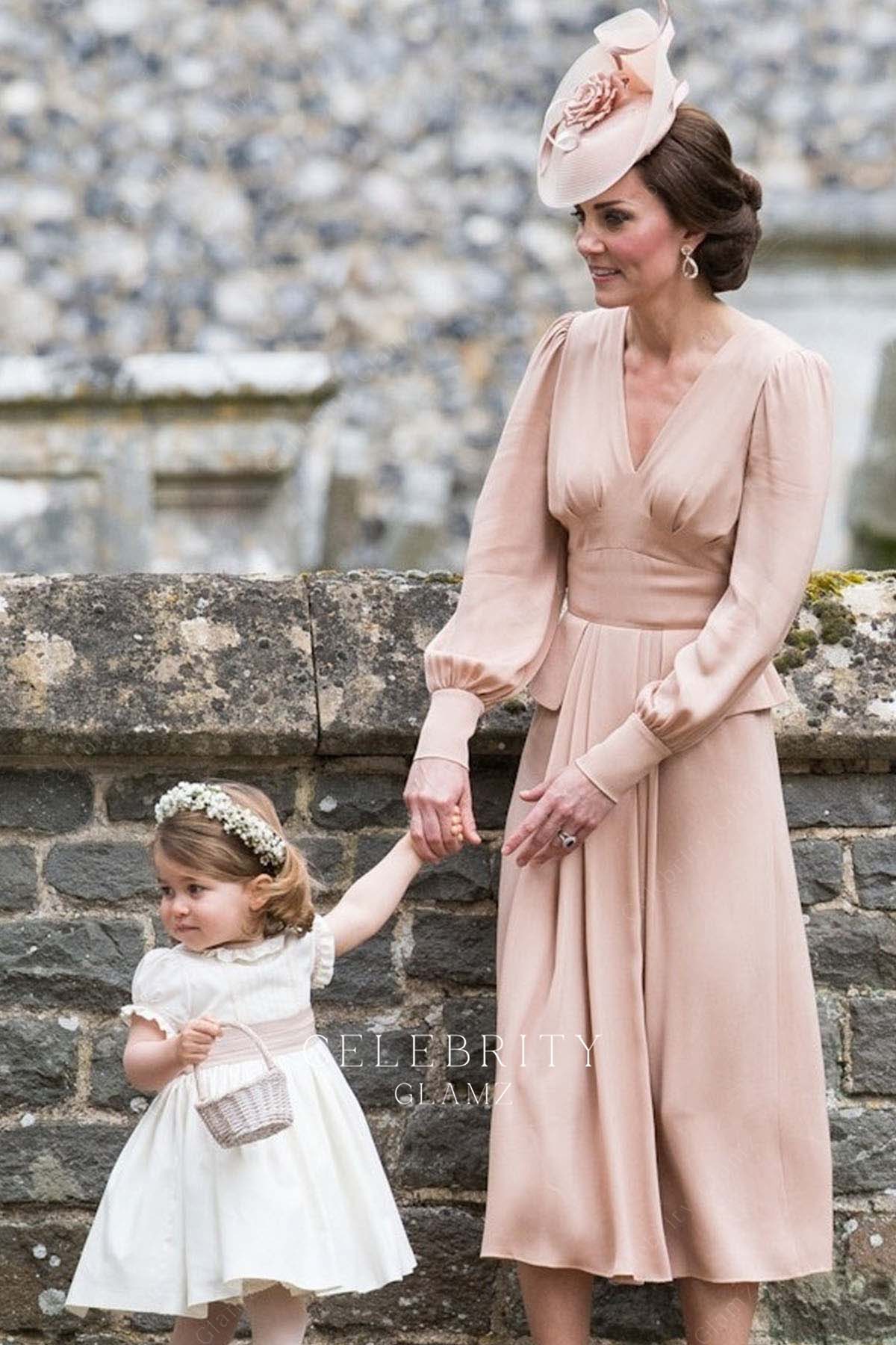 Kate dusty rose a line dress Pippa's wedding 2017