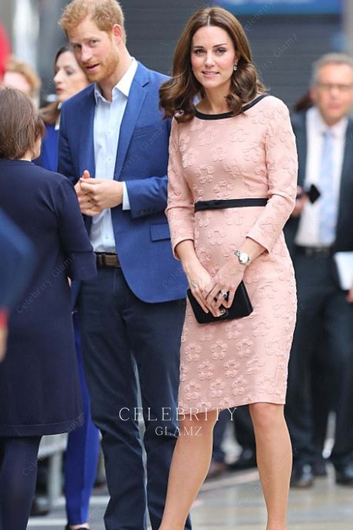 Kate floral pink pencil dress Paddington station 2017