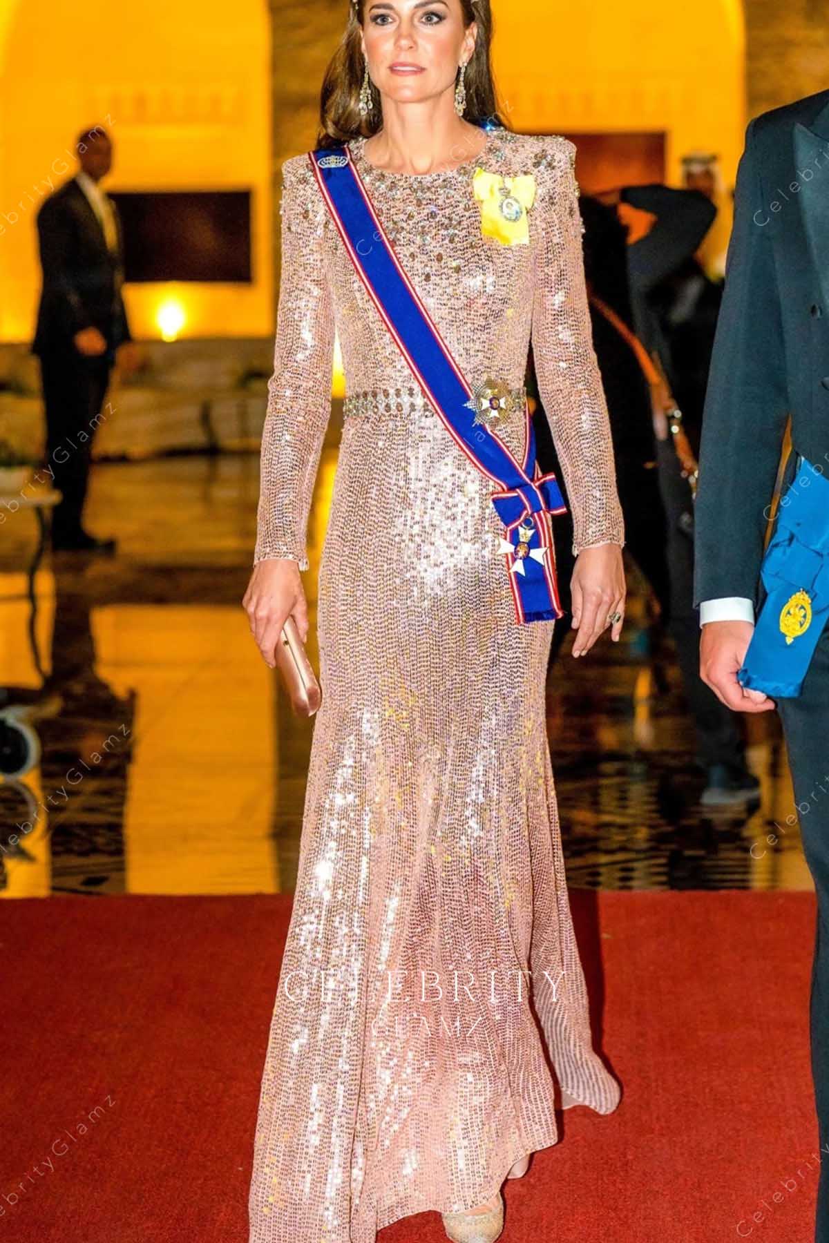 Kate glitter long sleeves diplomatic reception formal dress