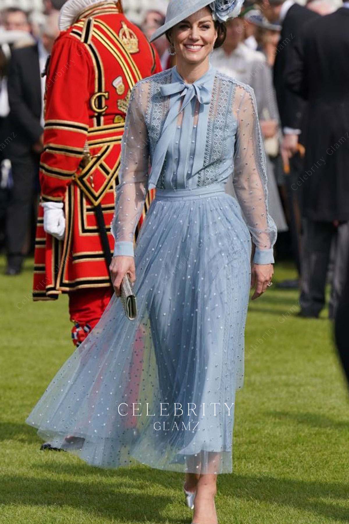 Kate Middleton blue lace prom dress royal ascot 2019