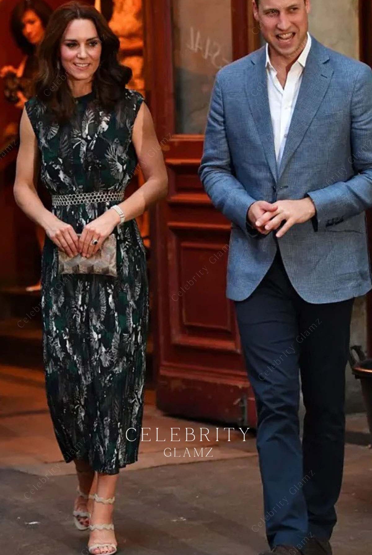 Kate Middleton intricate printed dress Berlin's Clarchens Ballhaus reception 2017