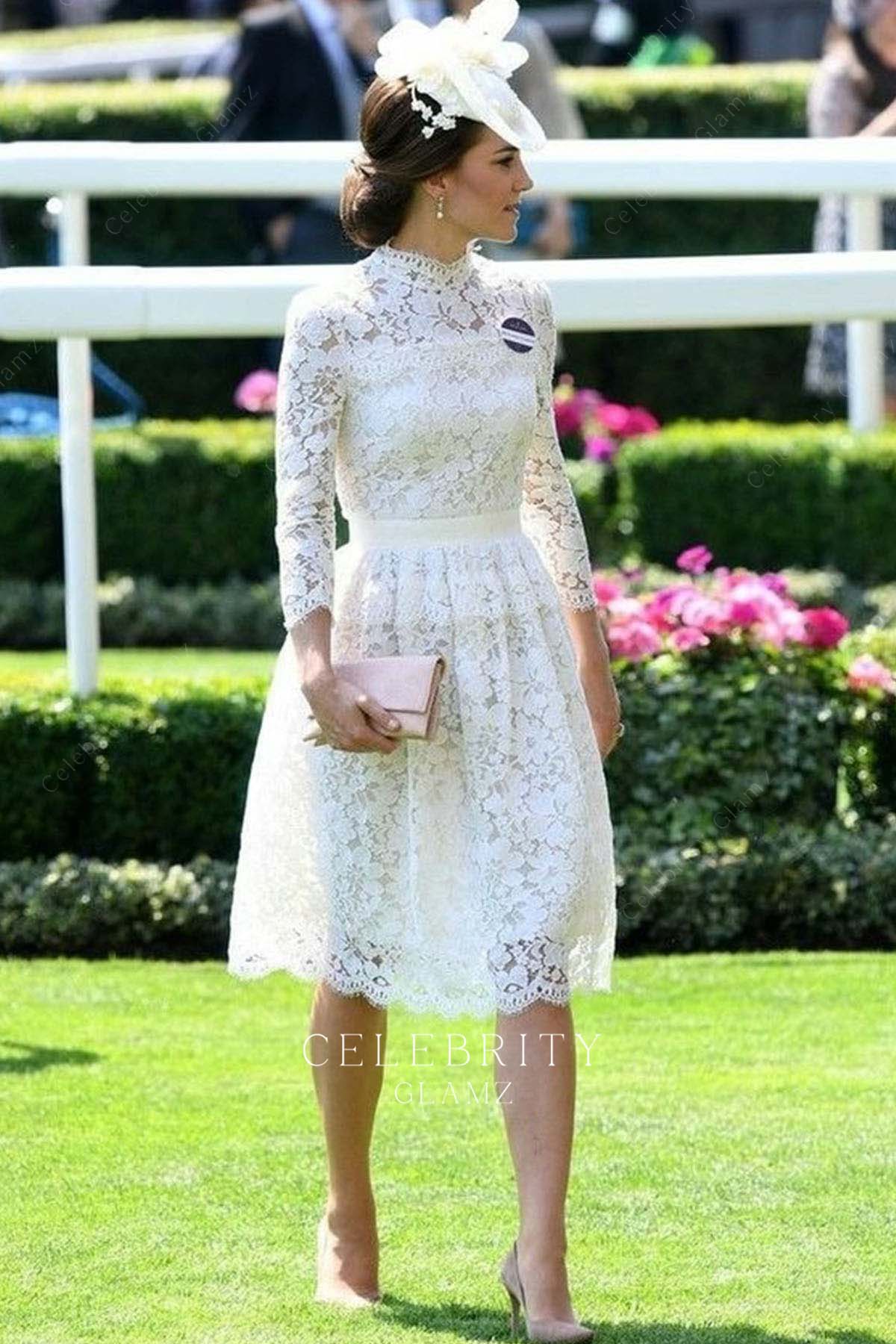 Kate lace a line delicate dress royal ascot 2017