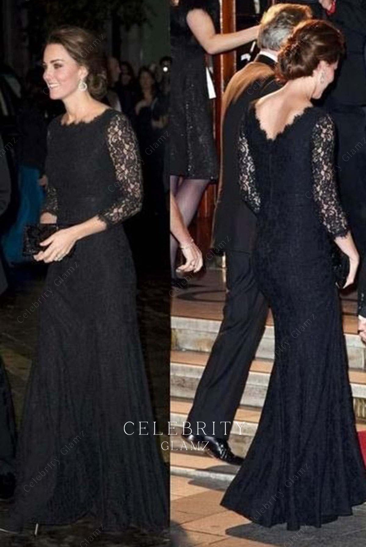 Kate lace v back dress royal variety performance 2014