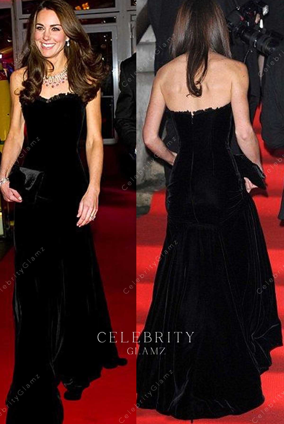 Kate Middleton black mermaid elegant red carpet dress