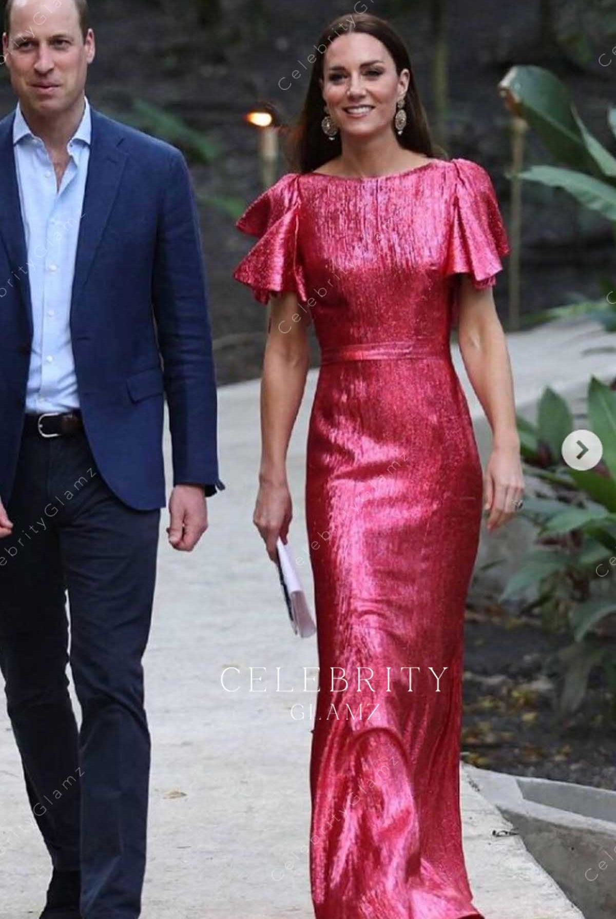 Kate Middleton hot pink flutter sleeves dress