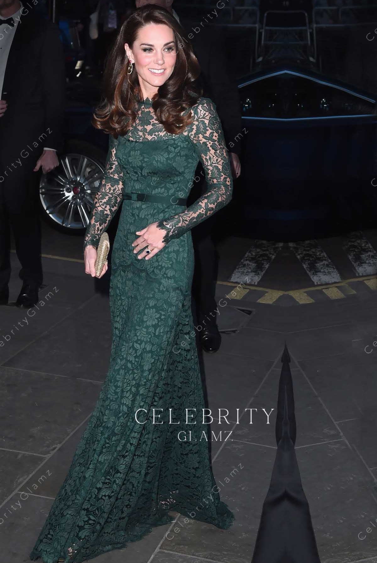 Kate Middleton illusion neck celebrity dress