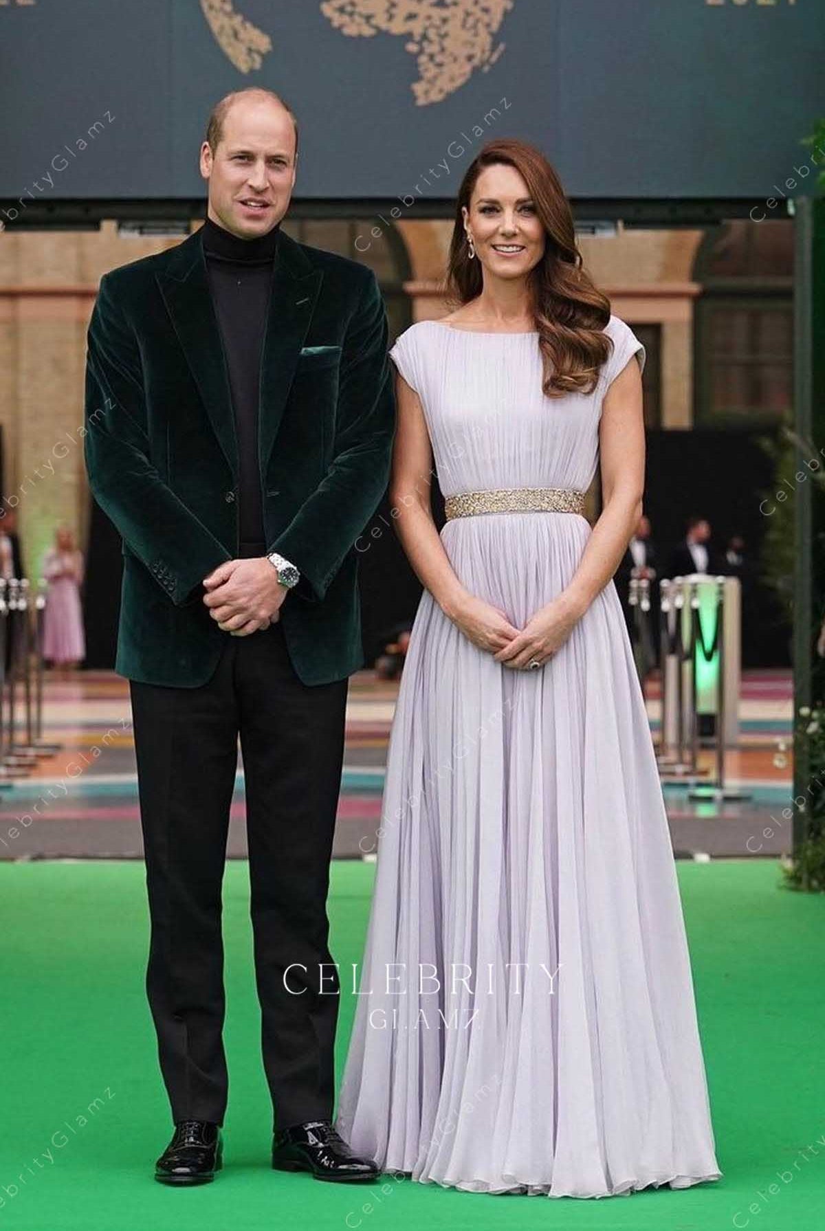 Kate Middleton lilac chiffon green carpet dress