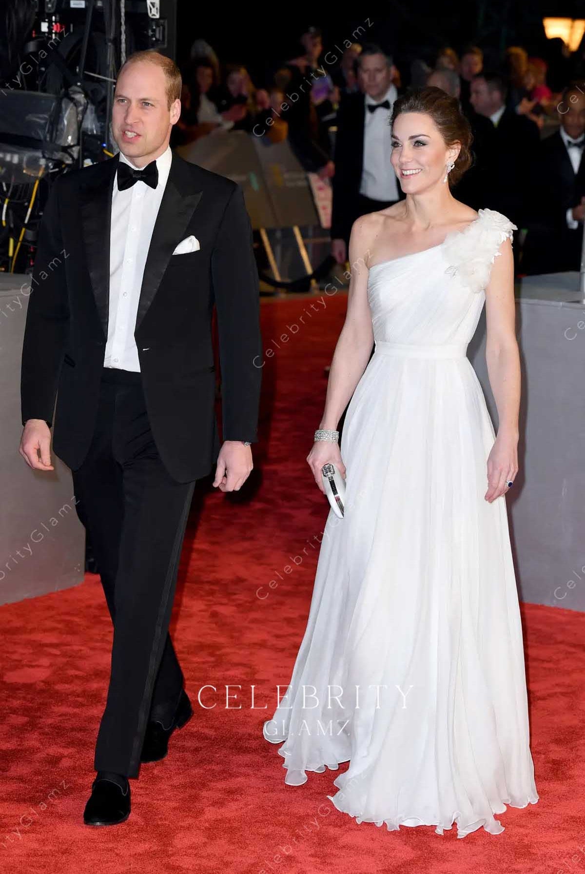 Kate Middleton white a line dress baftas 2019