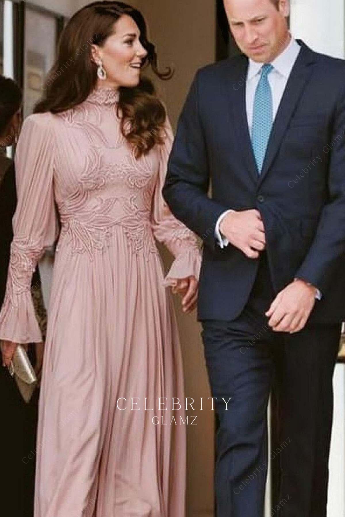 Kate pink a line formal dress Jordan royal wedding 2023