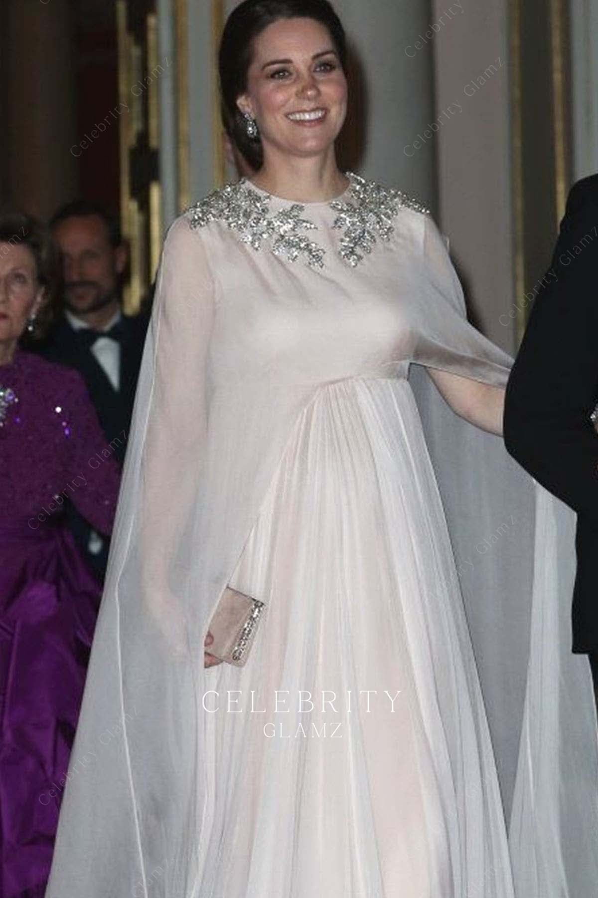 Kate pink cape sleeve dress Norway visit 2018