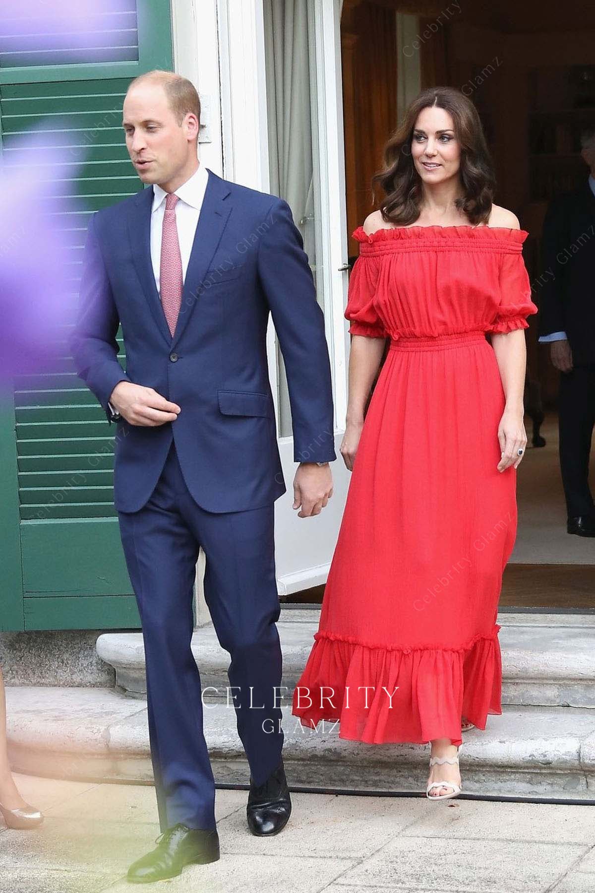 Kate red ankle length dress queen's Birthday party 2017