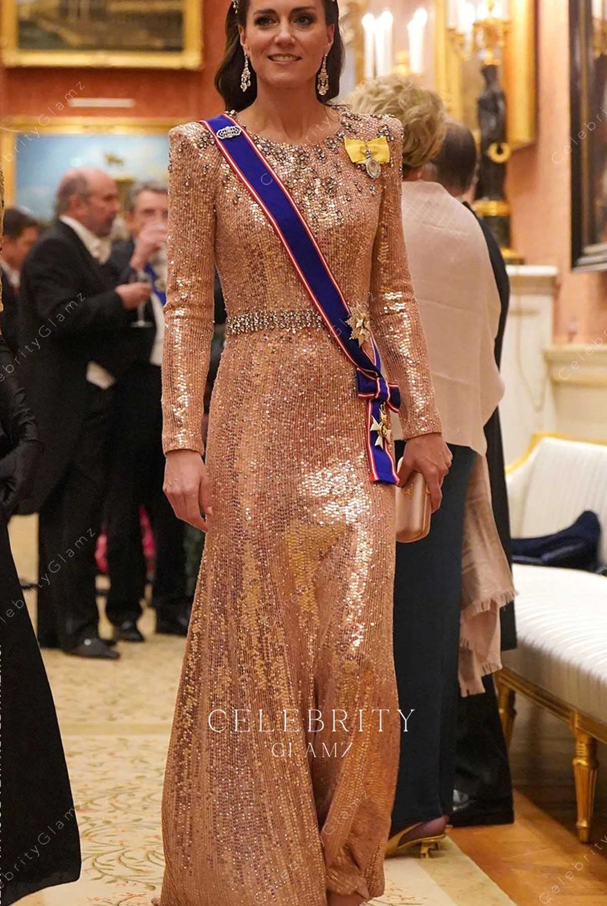 Kate rose gold fit flare diplomatic reception formal dress