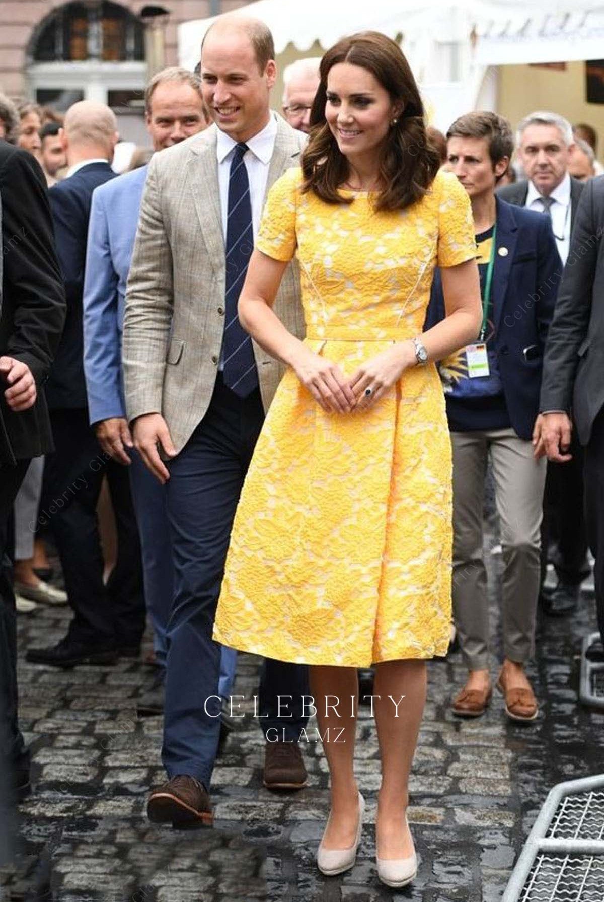 Kate short sleeves gown Paris Germany royal tour 2017