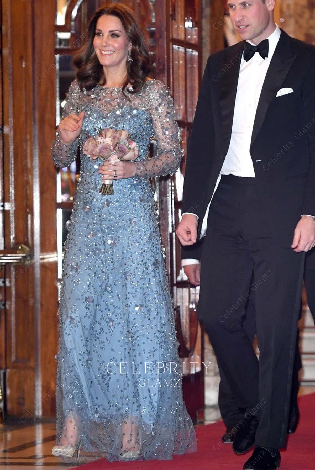 Kate sparkling a line prom dress royal variety show 2017