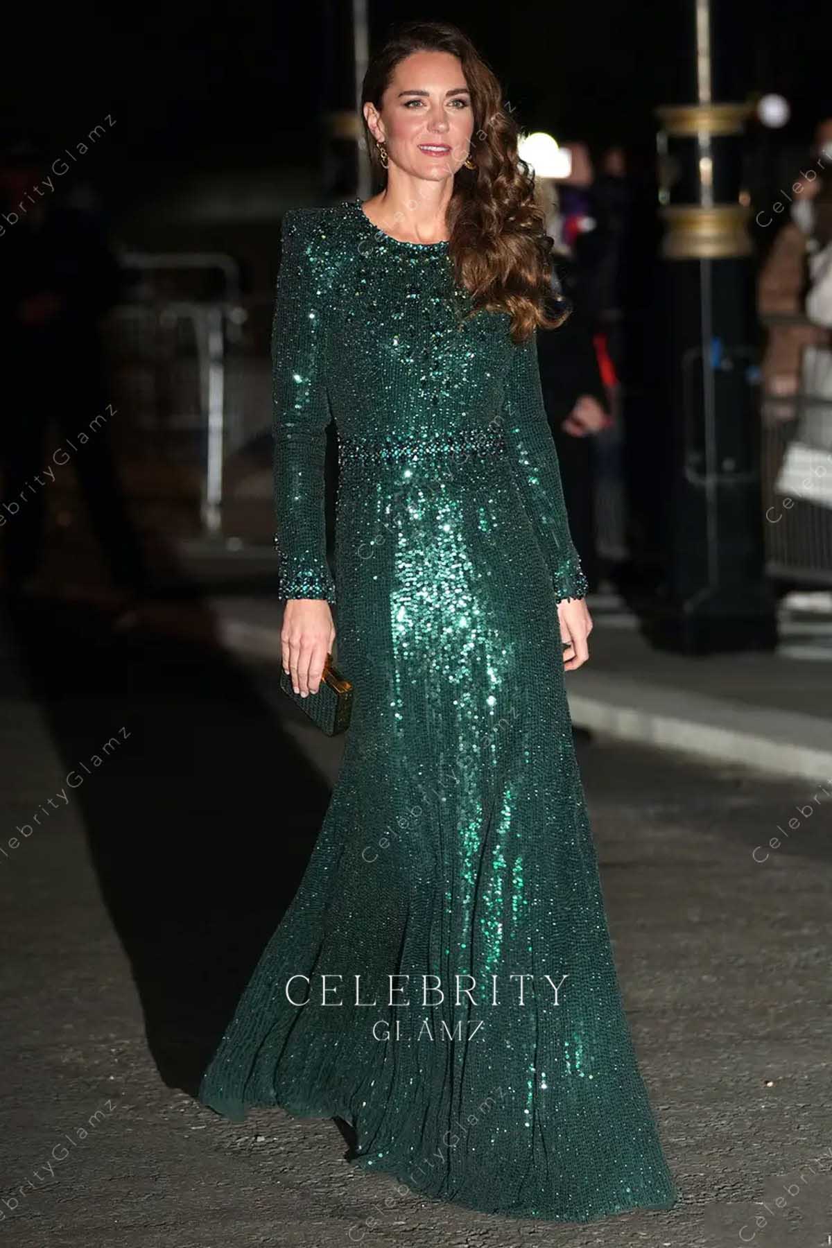 Kate sparkly dark green 2021 royal variety performance formal dress