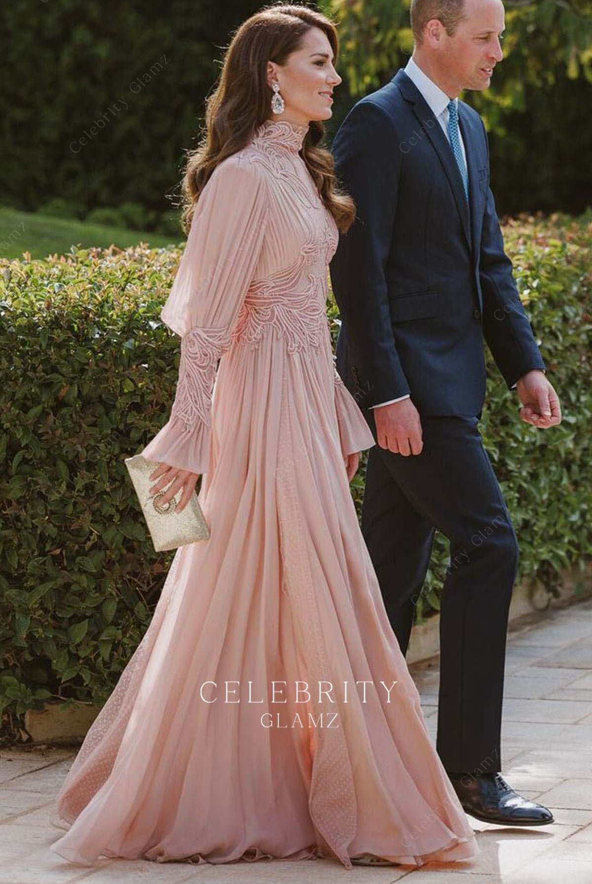 Kate stunning pink floor length dress Jordan royal wedding 2023