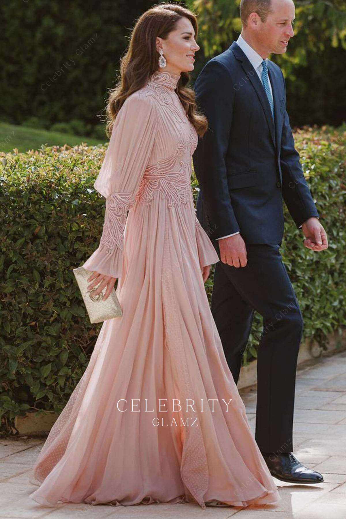 Kate stunning pink floor length dress Jordan royal wedding 2023