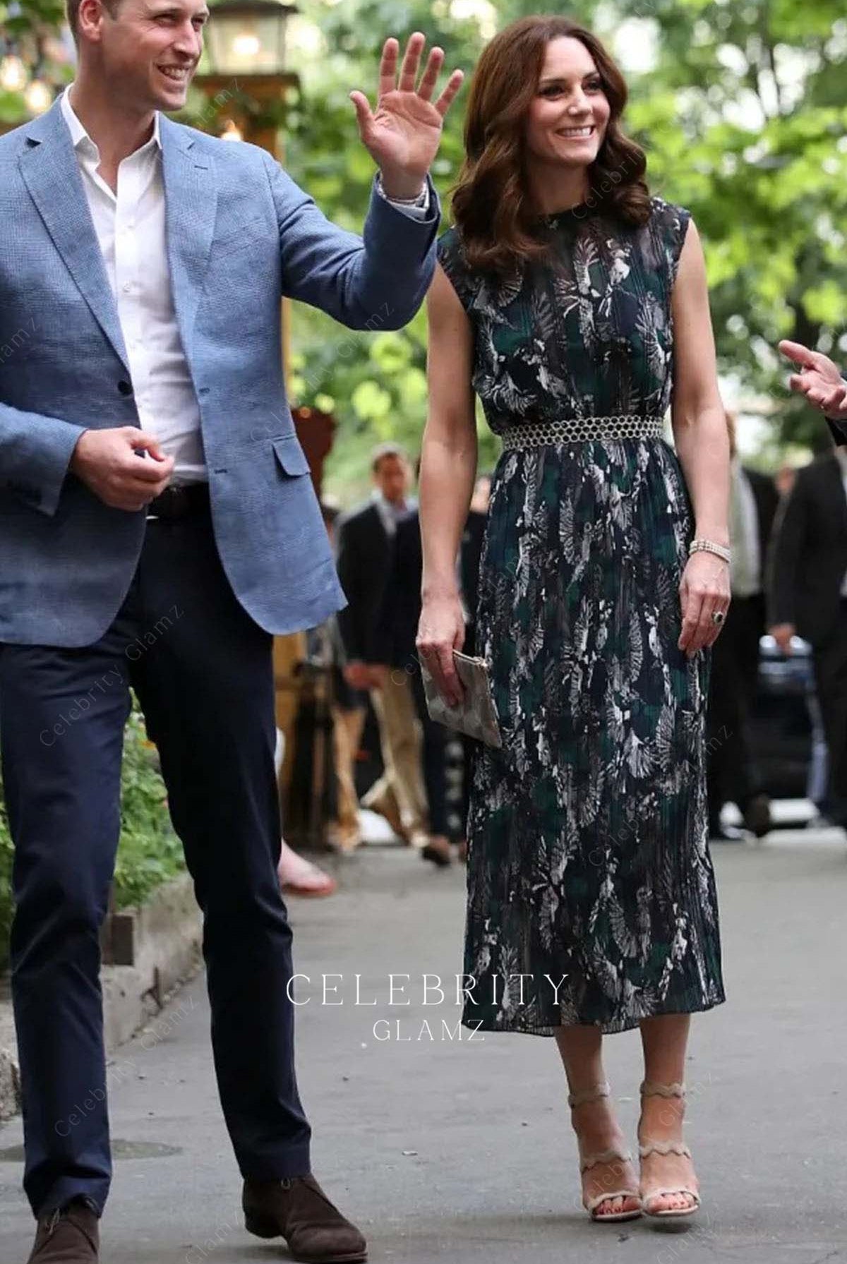 Kate Middleton teal a line dress Berlin's Clarchens Ballhaus reception 2017