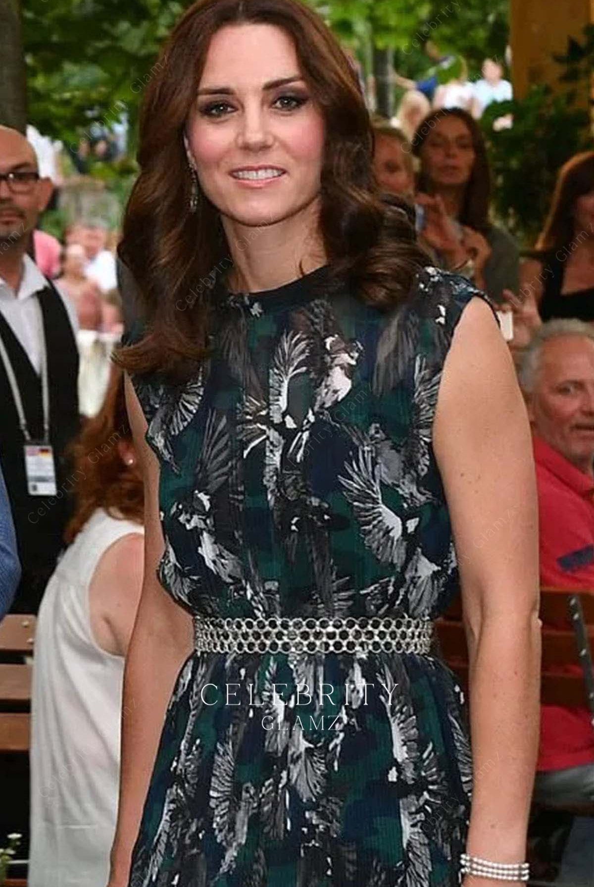 Kate Middleton teal cap sleeves prom dress Berlin's Clarchens Ballhaus reception 2017