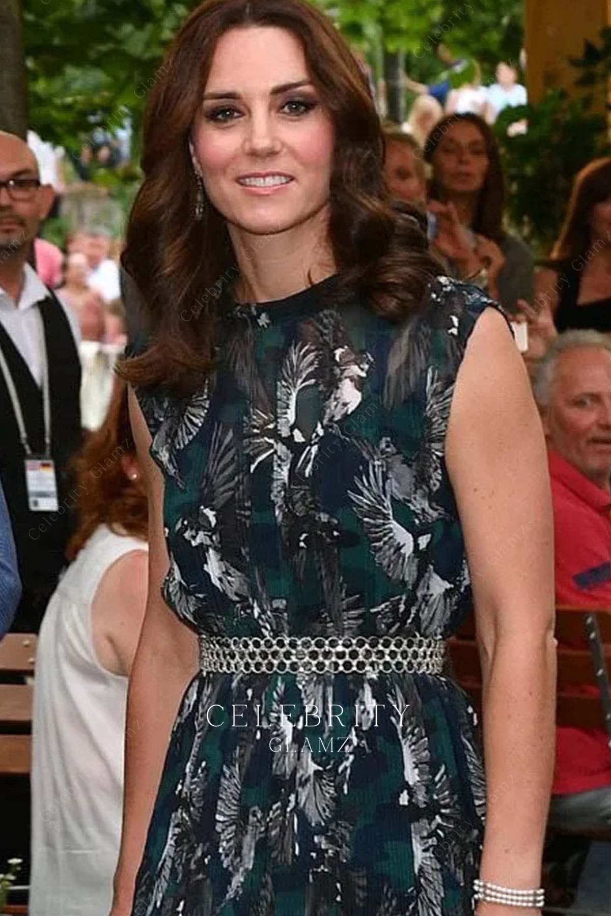 Kate Middleton teal cap sleeves prom dress Berlin's Clarchens Ballhaus reception 2017
